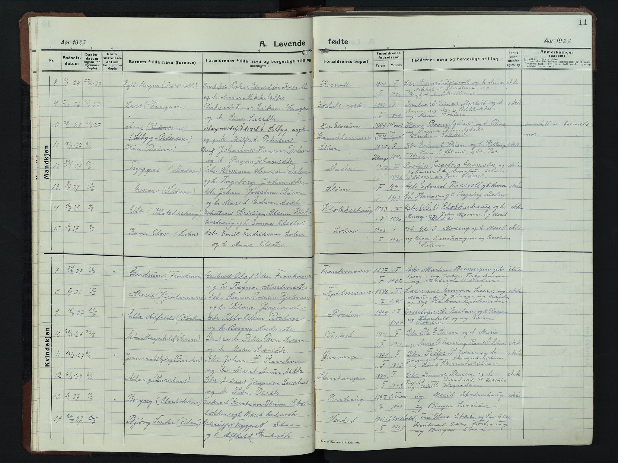 Alvdal prestekontor, SAH/PREST-060/H/Ha/Hab/L0008: Parish register (copy) no. 8, 1925-1953, p. 11
