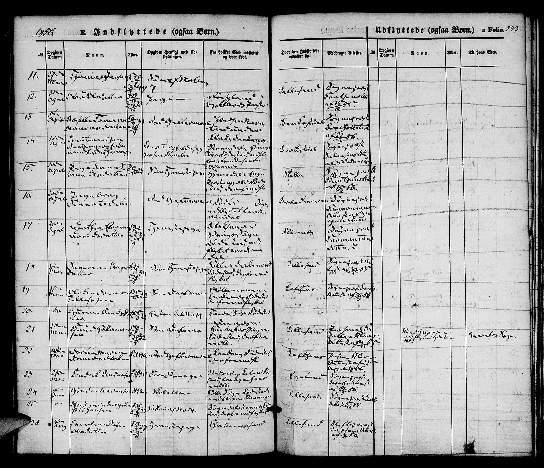 Vestre Moland sokneprestkontor, AV/SAK-1111-0046/F/Fa/Fab/L0006: Parish register (official) no. A 6, 1850-1858, p. 243