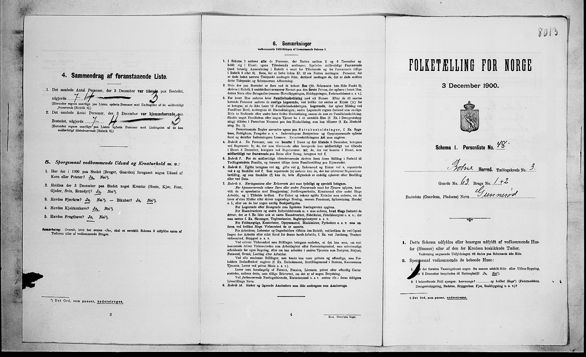 RA, 1900 census for Botne, 1900, p. 341