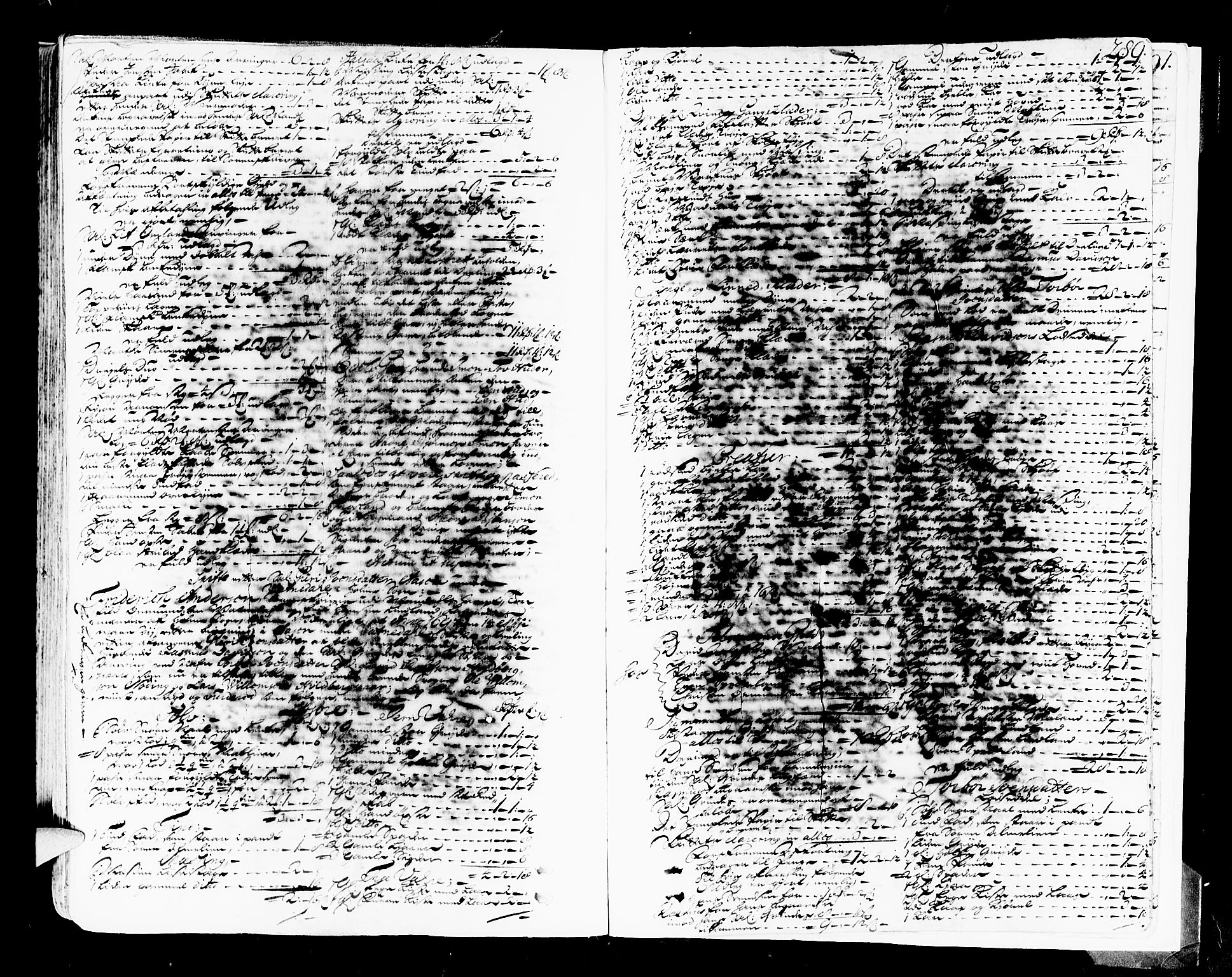 Mandal sorenskriveri, SAK/1221-0005/001/H/Hc/L0008: Skifteprotokoll med register, original i eske nr 4a, 1693-1702, p. 288b-289a