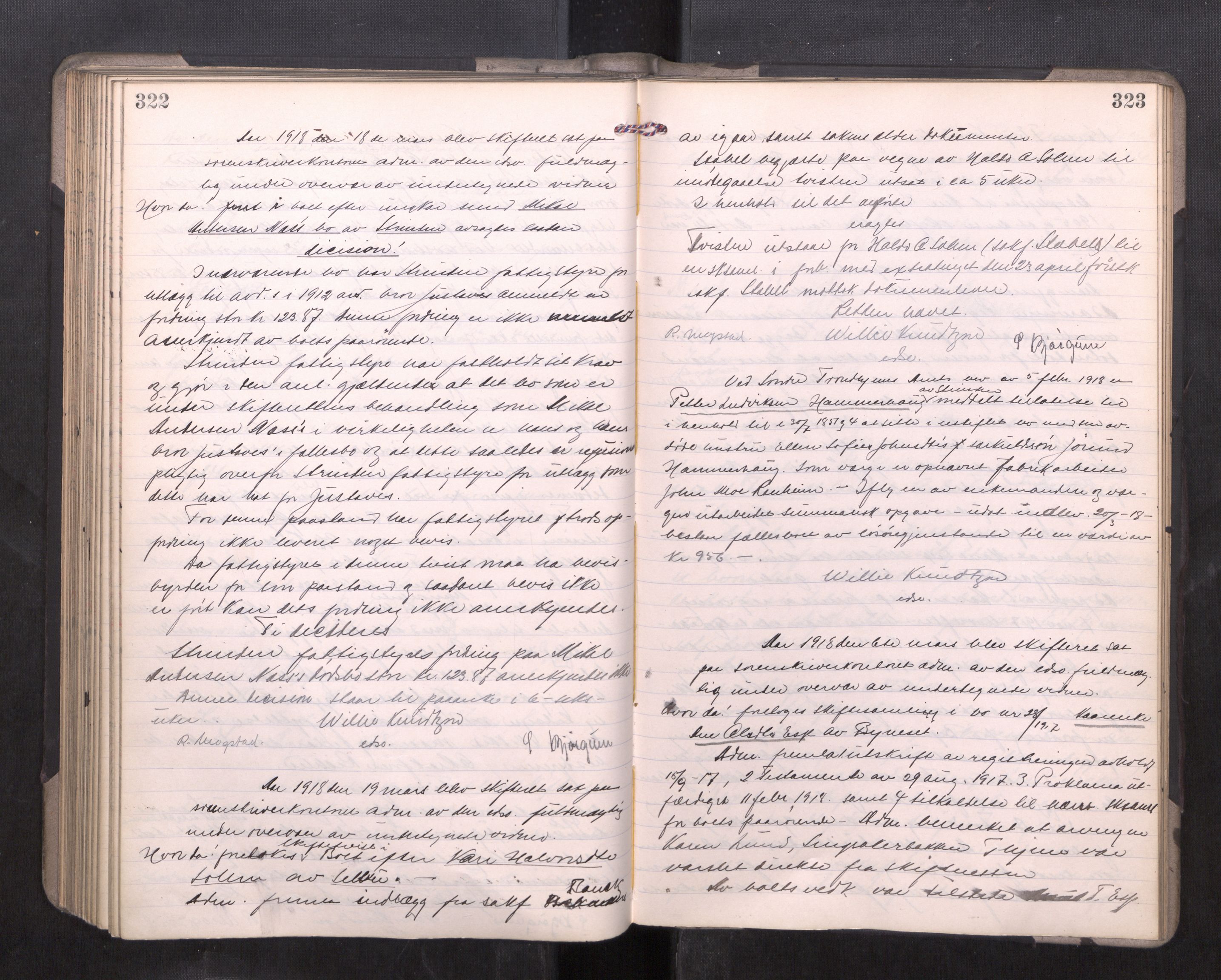 Strinda og Selbu sorenskriveri, AV/SAT-A-0015/3/3B/L0012: Skifteforhandlingsprot. 12, 1915-1919, p. 322-323