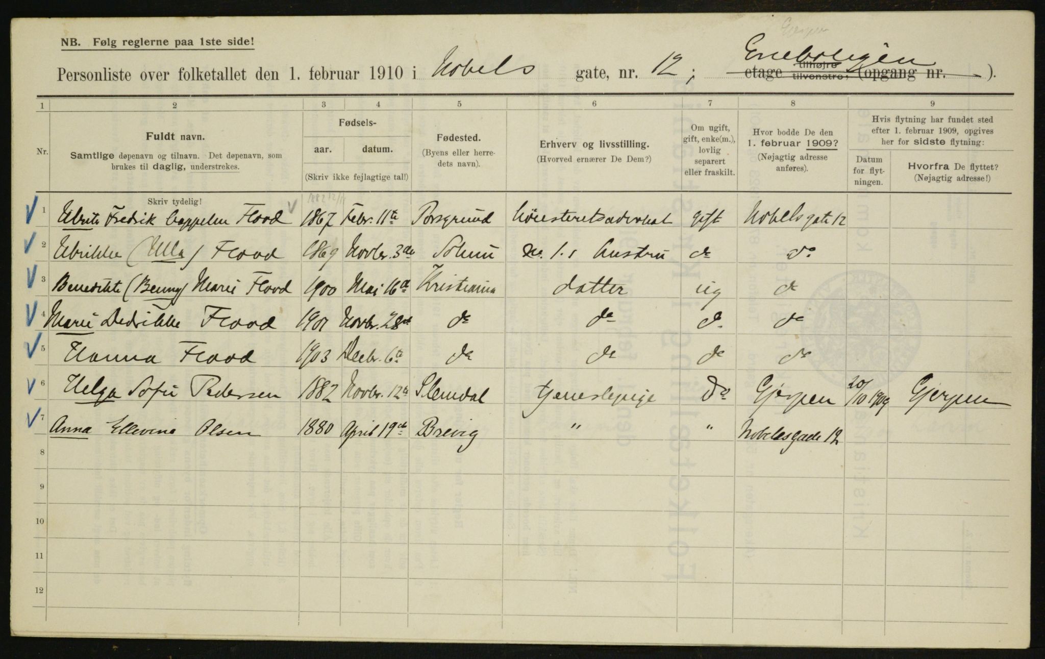 OBA, Municipal Census 1910 for Kristiania, 1910, p. 68812