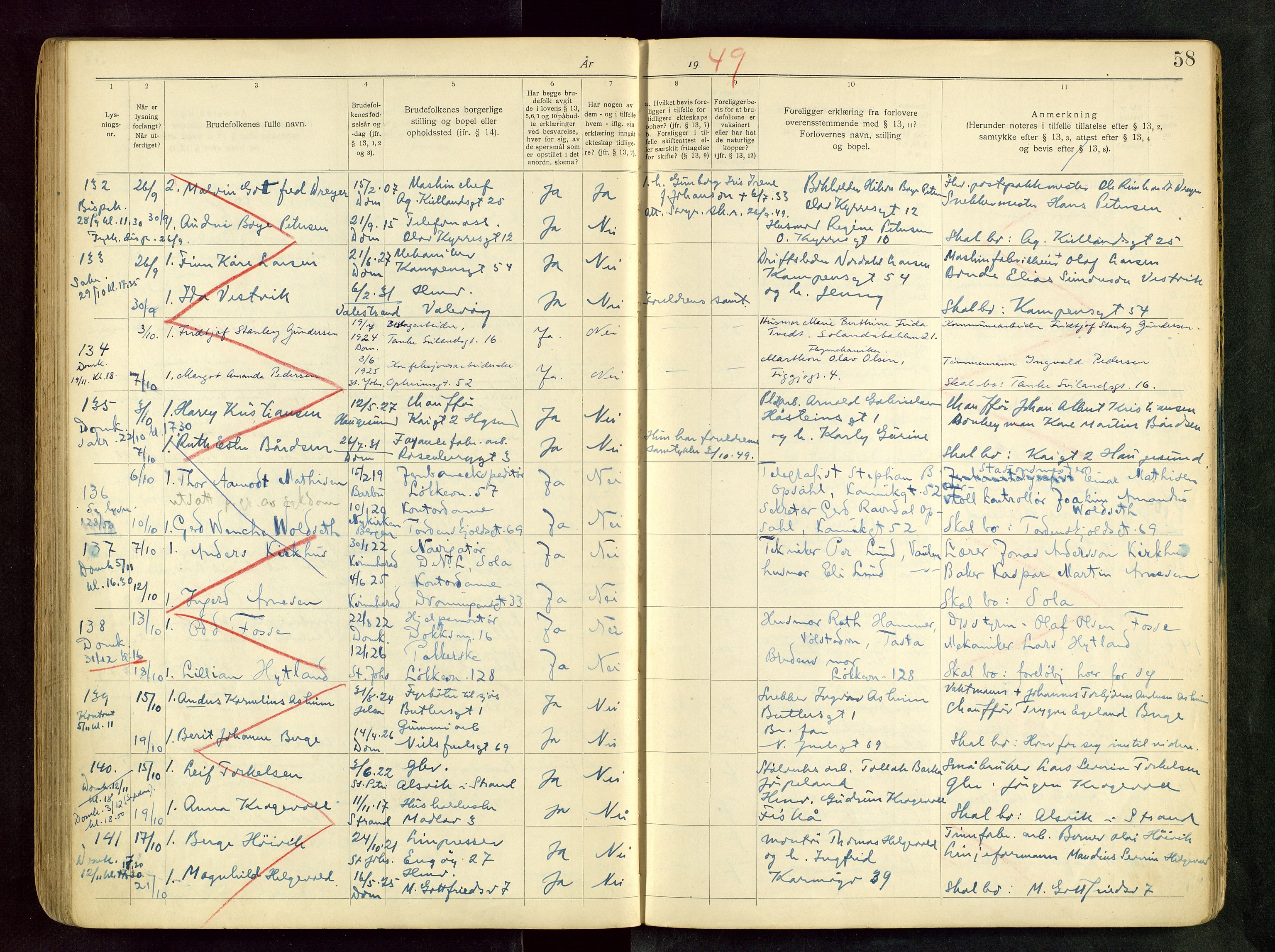 Domkirken sokneprestkontor, AV/SAST-A-101812/001/70/705BB/L0004: Banns register no. 4, 1943-1951, p. 58