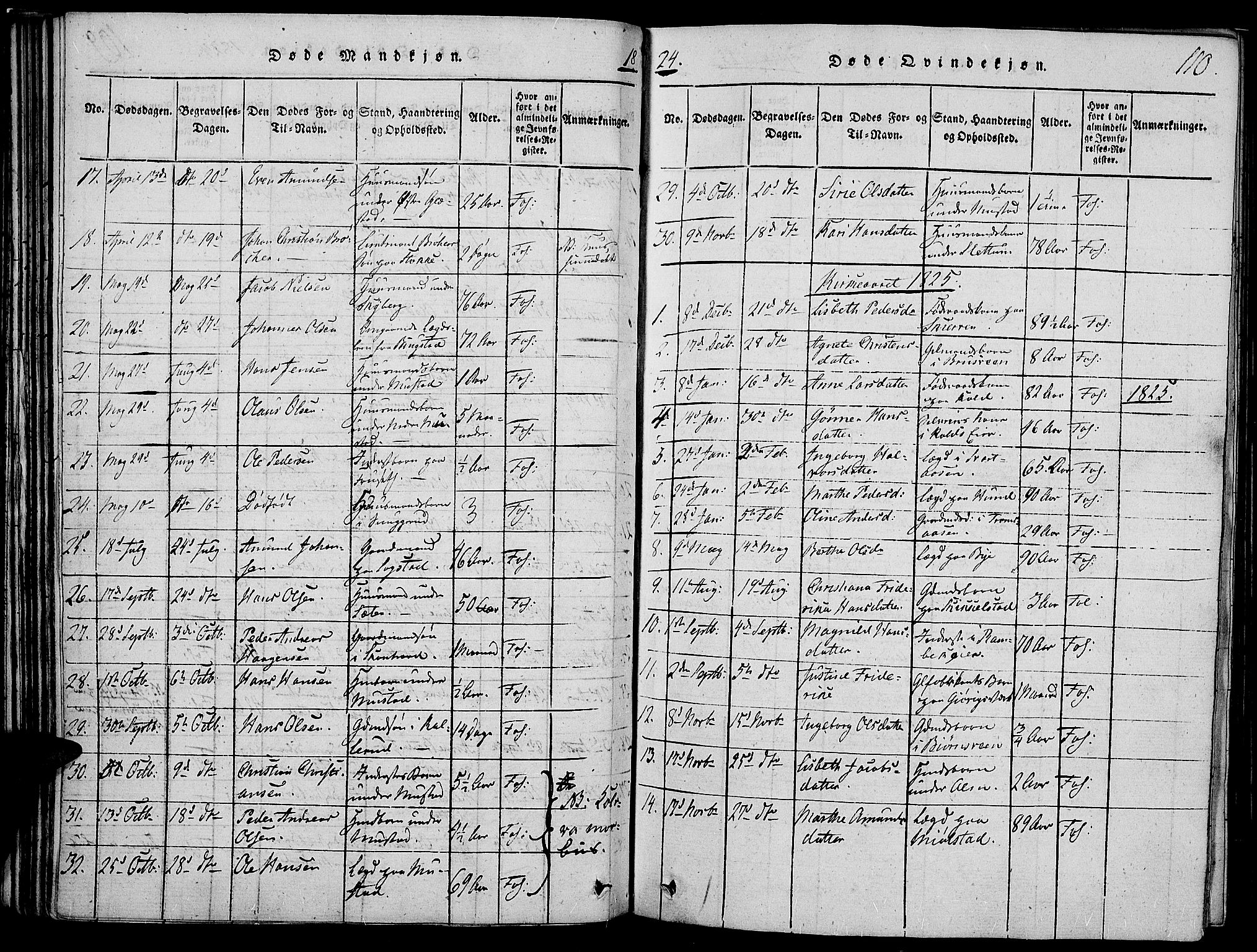 Vardal prestekontor, SAH/PREST-100/H/Ha/Haa/L0004: Parish register (official) no. 4, 1814-1831, p. 110