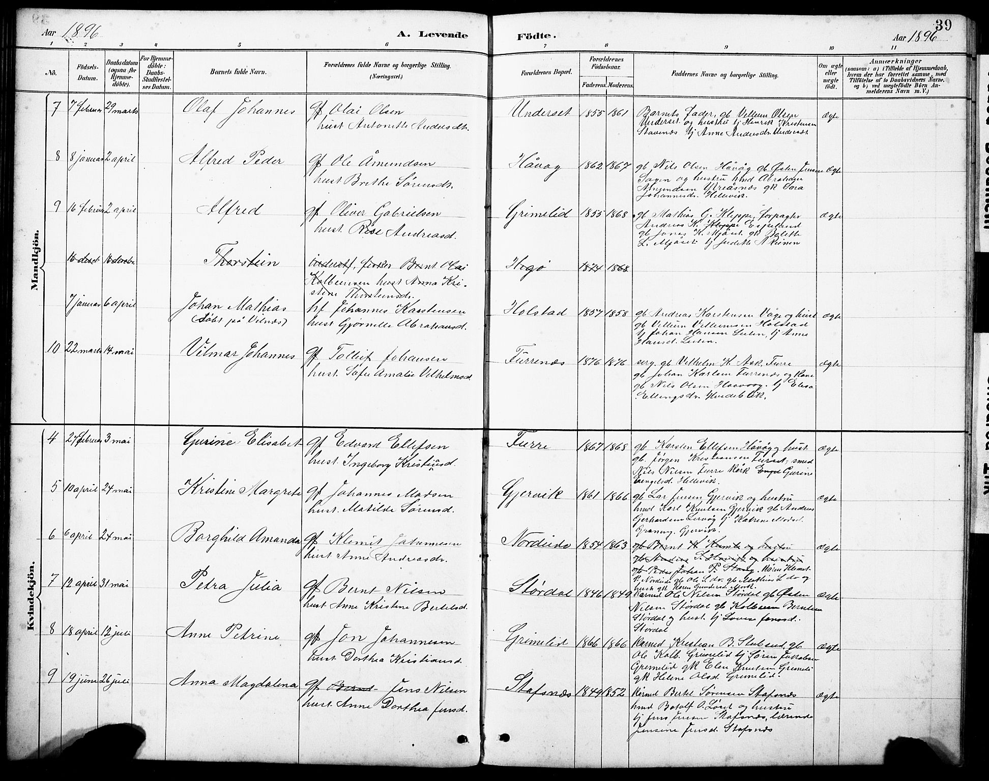 Askvoll sokneprestembete, AV/SAB-A-79501/H/Hab/Haba/L0003: Parish register (copy) no. A 3, 1886-1928, p. 39