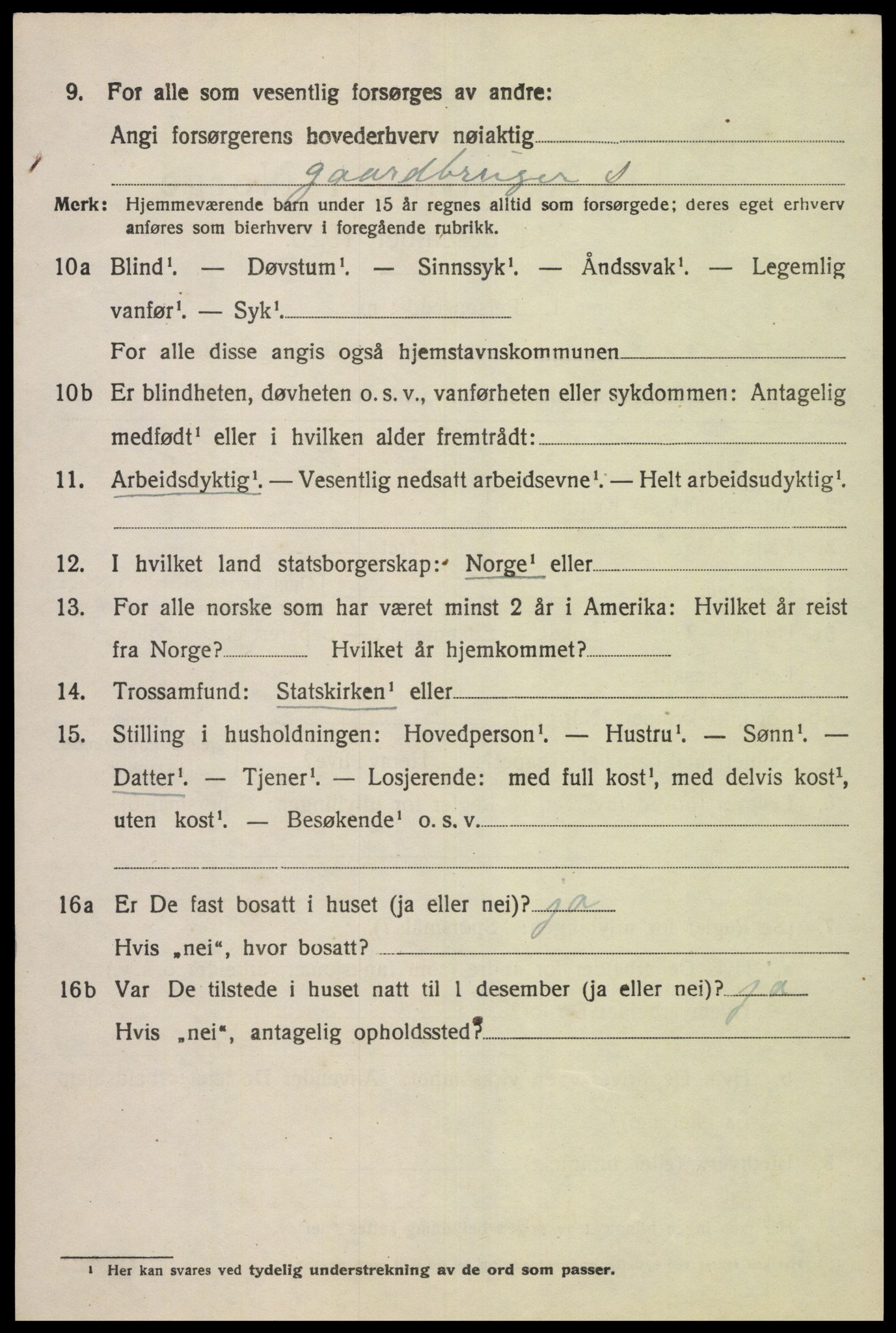 SAK, 1920 census for Hægebostad, 1920, p. 2138