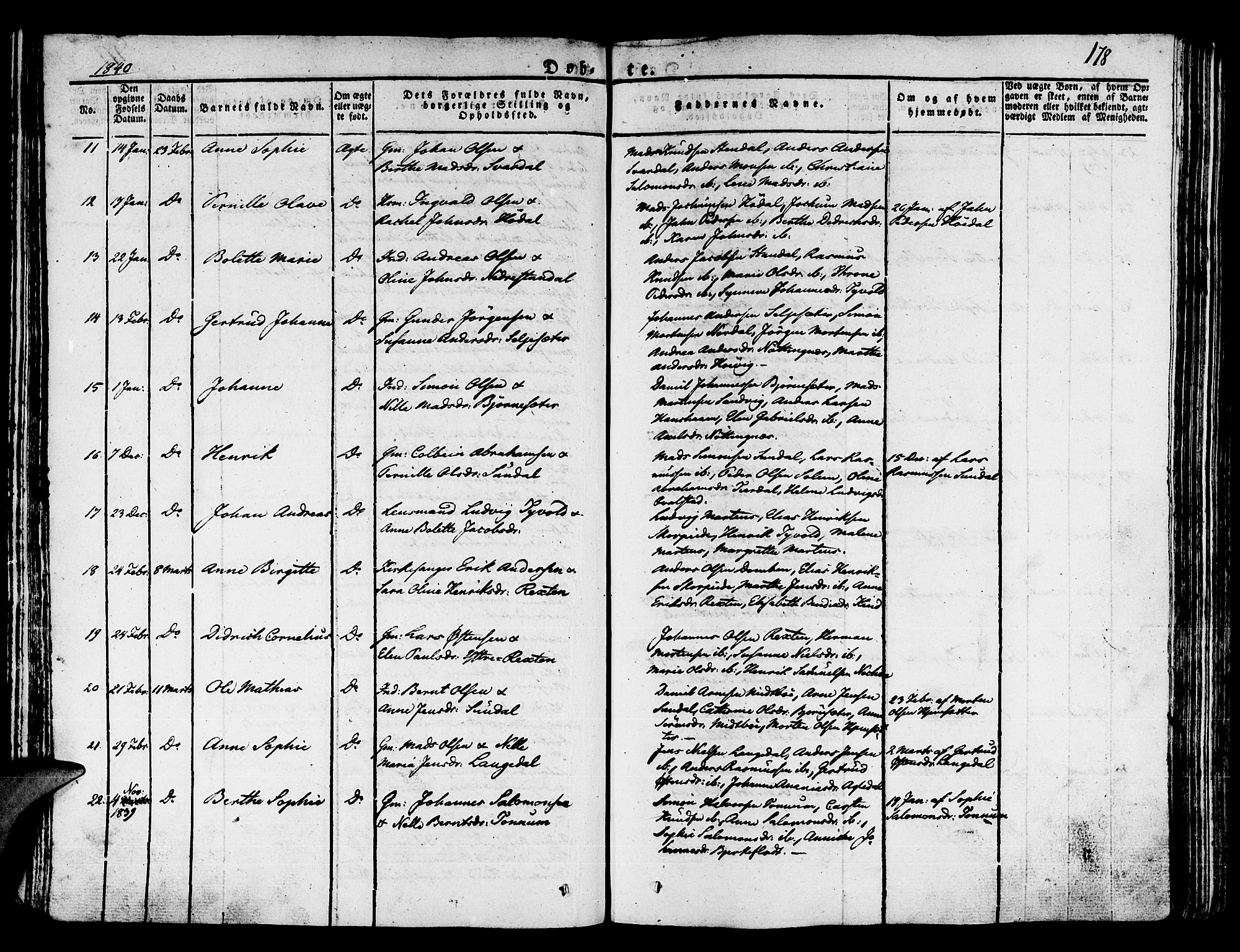 Kinn sokneprestembete, SAB/A-80801/H/Haa/Haaa/L0004/0001: Parish register (official) no. A 4I, 1822-1840, p. 178