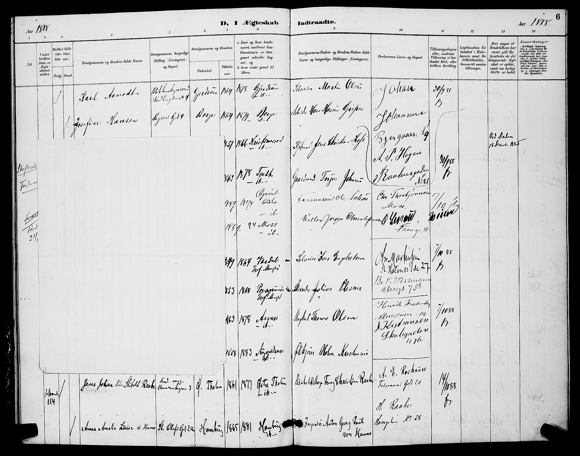 Trefoldighet prestekontor Kirkebøker, SAO/A-10882/H/Ha/L0004: Banns register no. 4, 1888-1894, p. 6