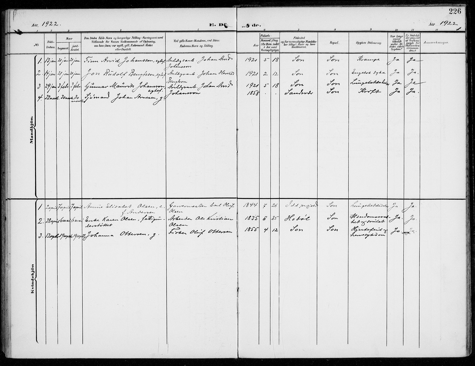 Vestby prestekontor Kirkebøker, SAO/A-10893/F/Fc/L0002: Parish register (official) no. III 2, 1906-1940, p. 226
