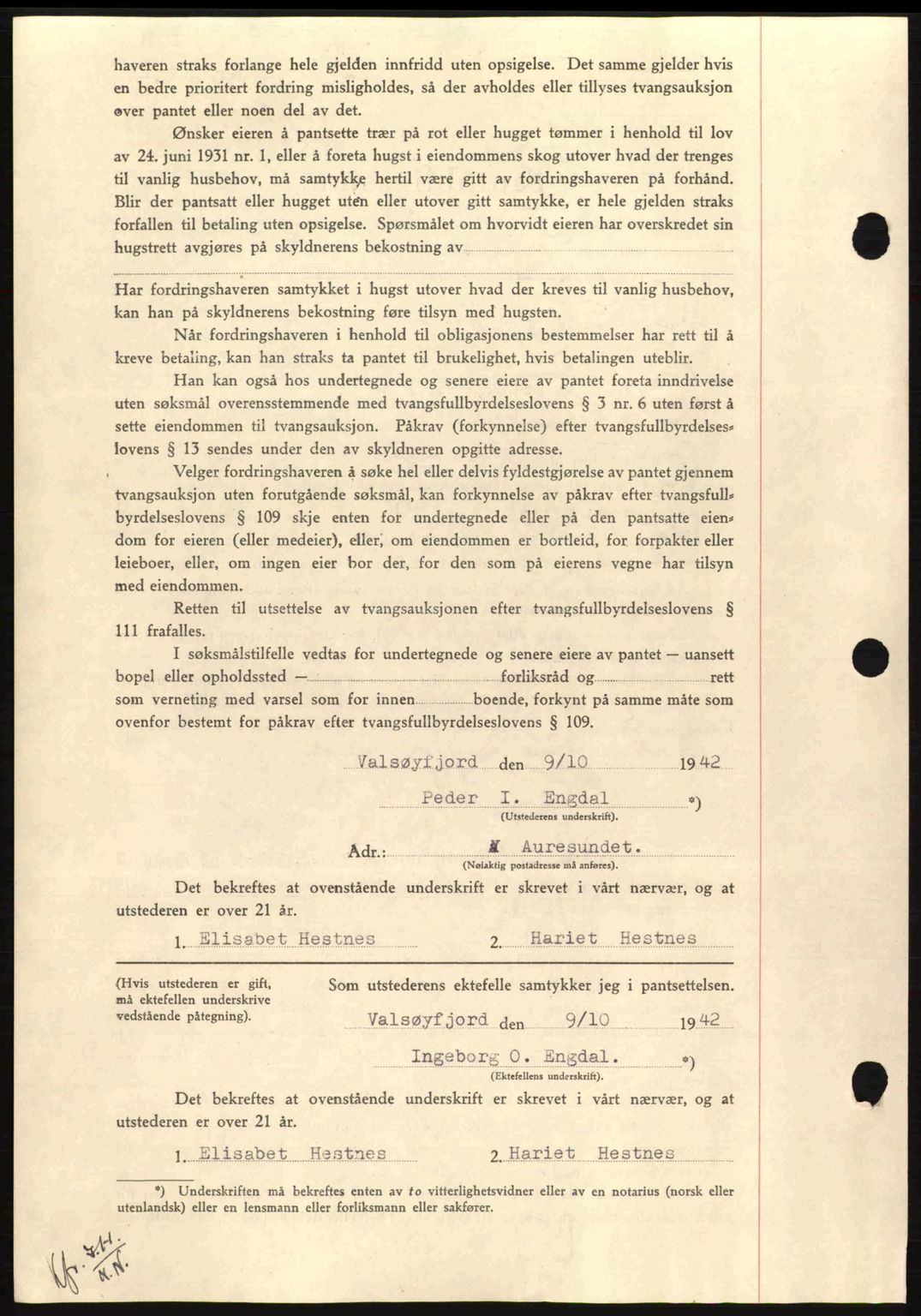 Nordmøre sorenskriveri, AV/SAT-A-4132/1/2/2Ca: Mortgage book no. B90, 1942-1943, Diary no: : 2749/1942