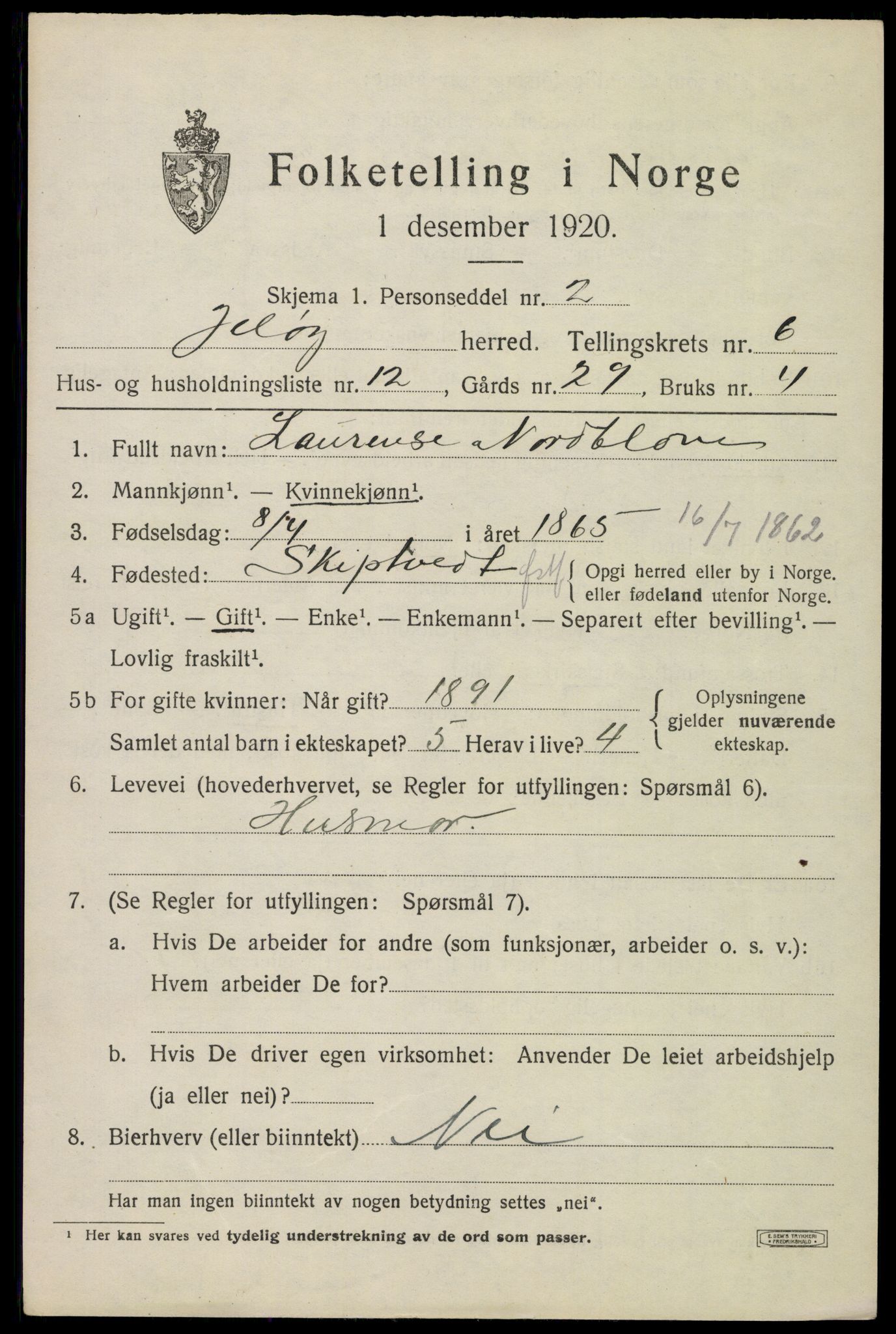 SAO, 1920 census for Moss land district, 1920, p. 6829