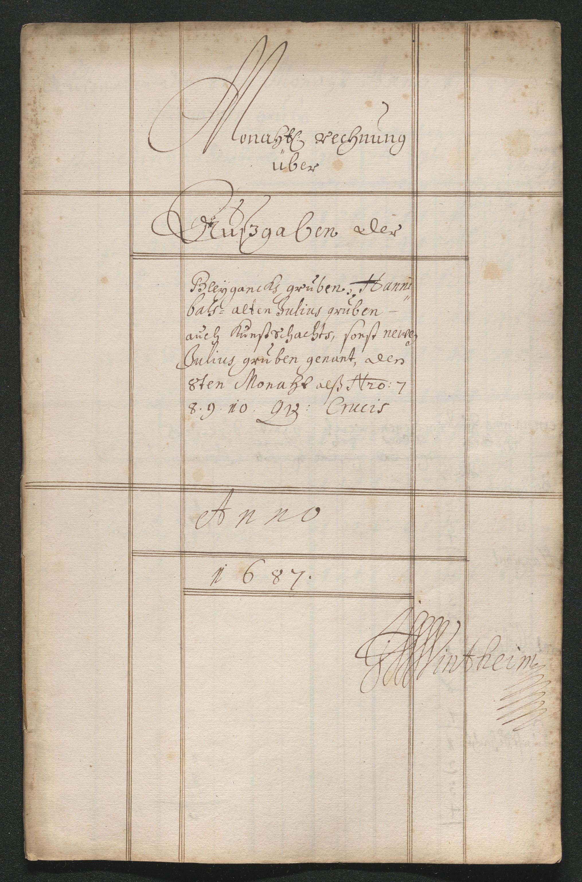 Kongsberg Sølvverk 1623-1816, SAKO/EA-3135/001/D/Dc/Dcd/L0063: Utgiftsregnskap for gruver m.m. , 1687, p. 283