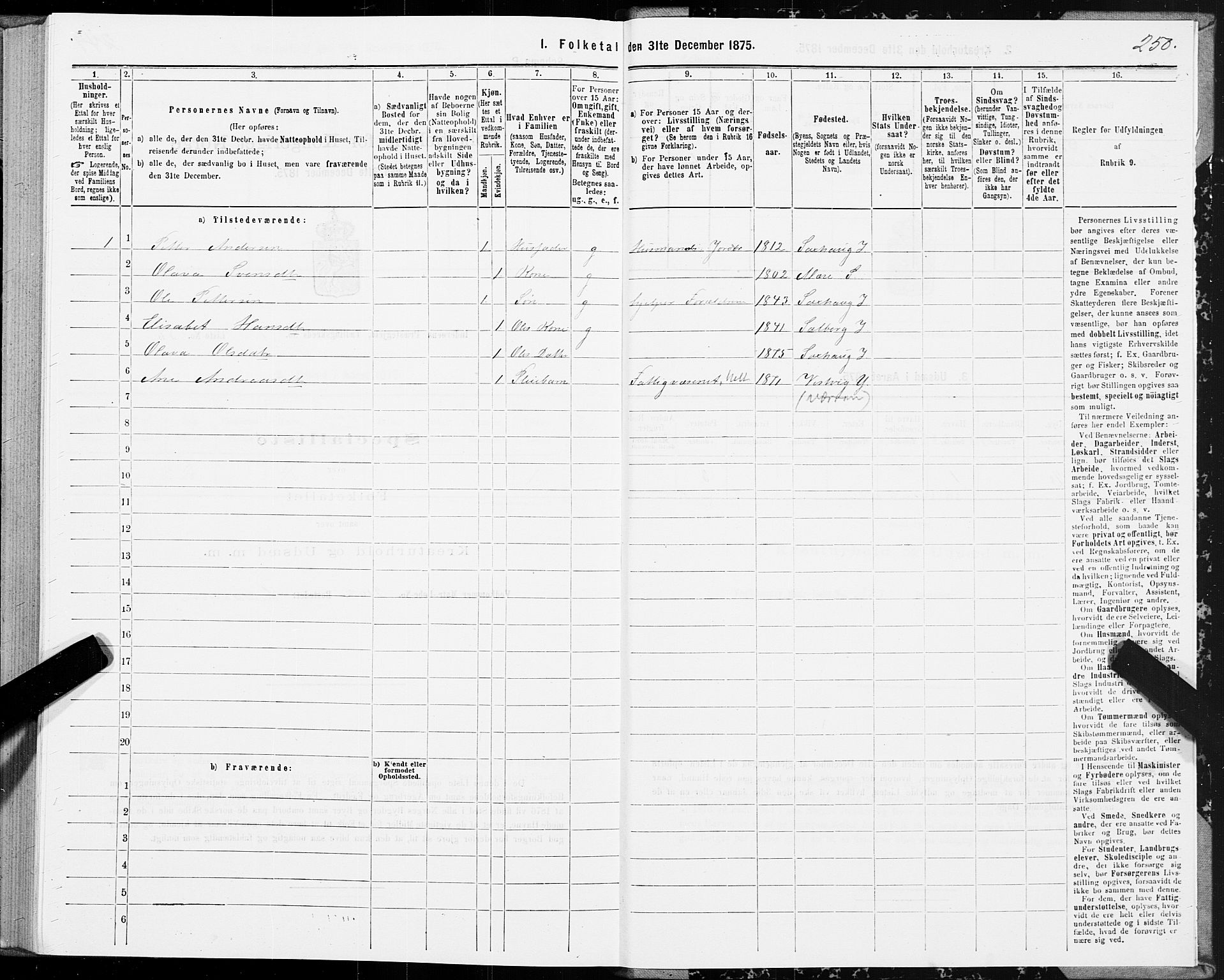 SAT, 1875 census for 1729P Inderøy, 1875, p. 4250