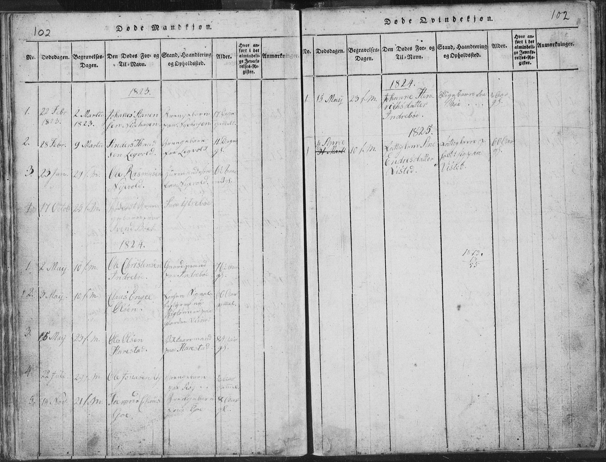 Hetland sokneprestkontor, SAST/A-101826/30/30BA/L0001: Parish register (official) no. A 1, 1816-1856, p. 102