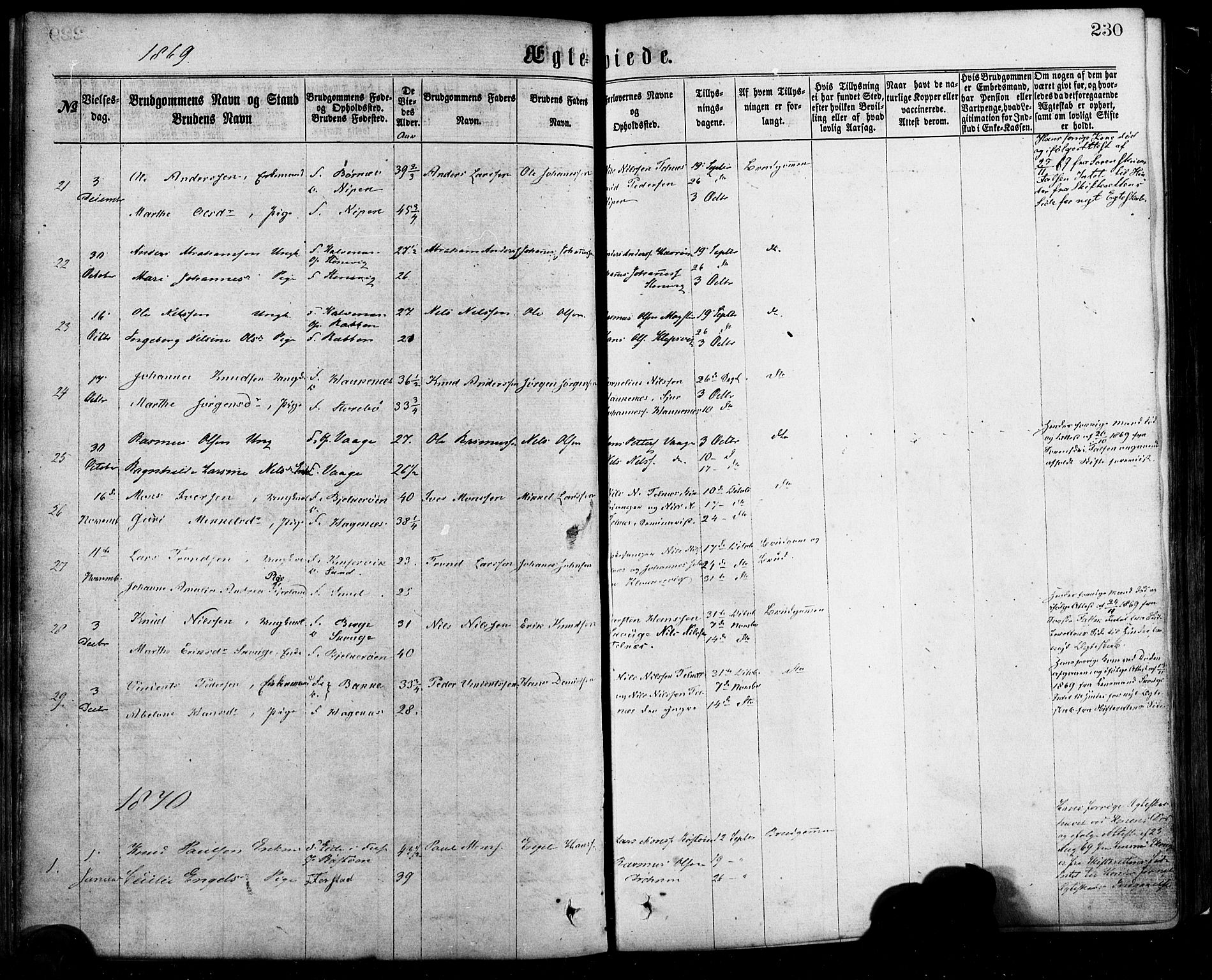 Sund sokneprestembete, SAB/A-99930: Parish register (official) no. A 15, 1867-1881, p. 230