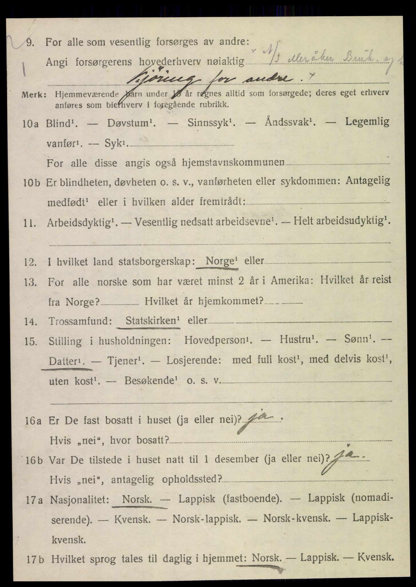 SAT, 1920 census for Meråker, 1920, p. 4019