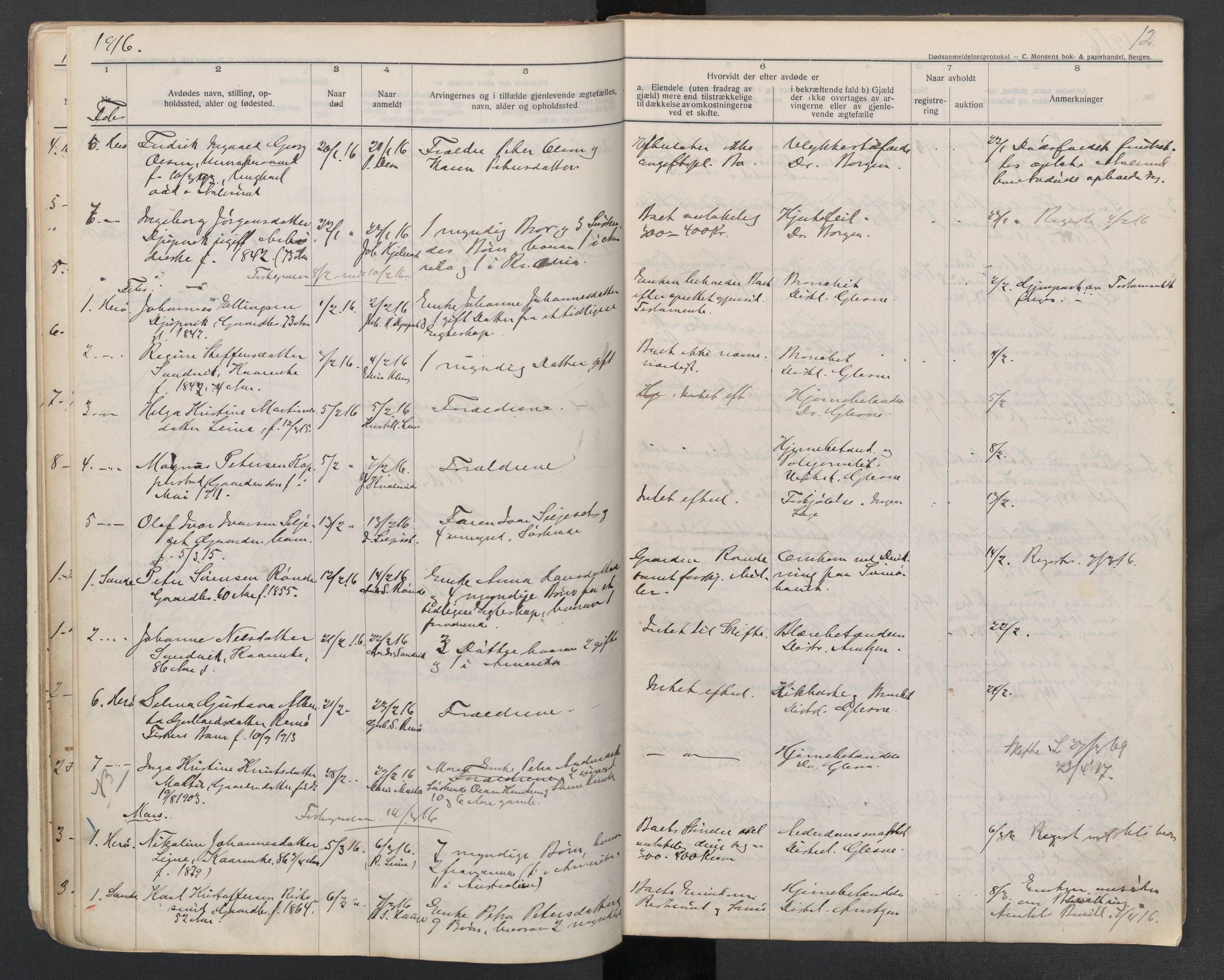 Herøy og Sande lensmannskontor, AV/SAT-A-5655/2/2/L0045: Dødsfallprotokoll, 1914-1923, p. 12