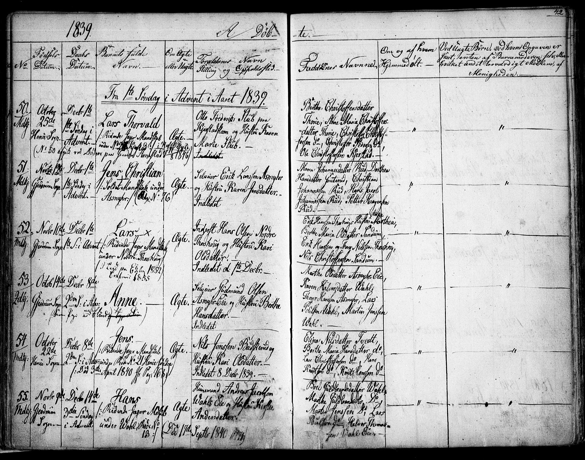 Gjerdrum prestekontor Kirkebøker, SAO/A-10412b/F/Fa/L0005: Parish register (official) no. I 5, 1835-1845, p. 42
