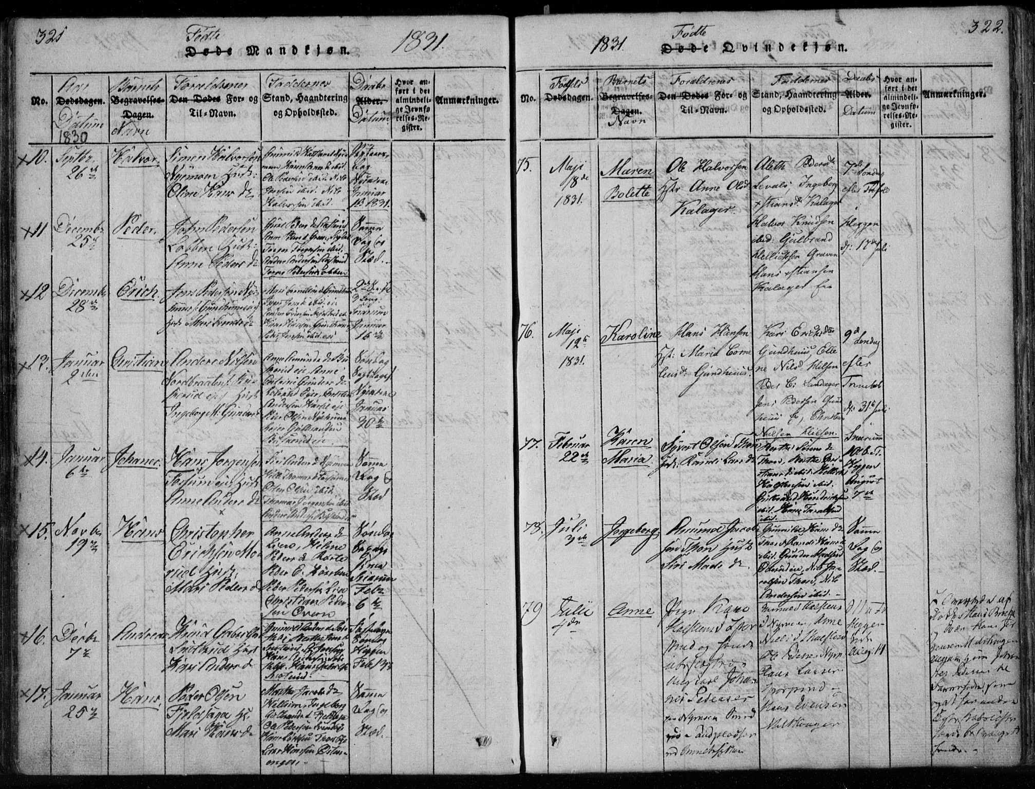 Modum kirkebøker, SAKO/A-234/F/Fa/L0005: Parish register (official) no. 5, 1824-1841, p. 321-322