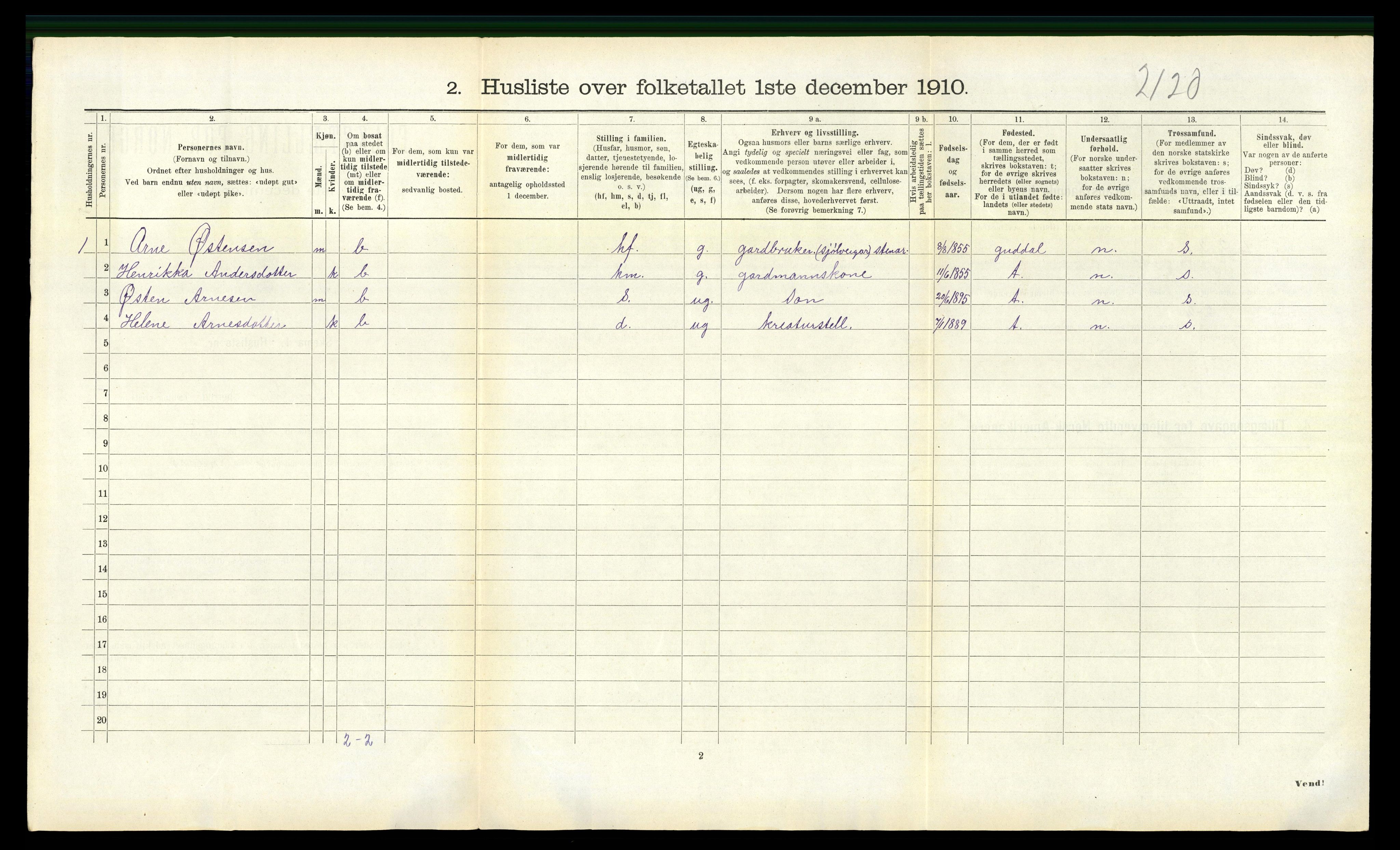 RA, 1910 census for Lavik, 1910, p. 260