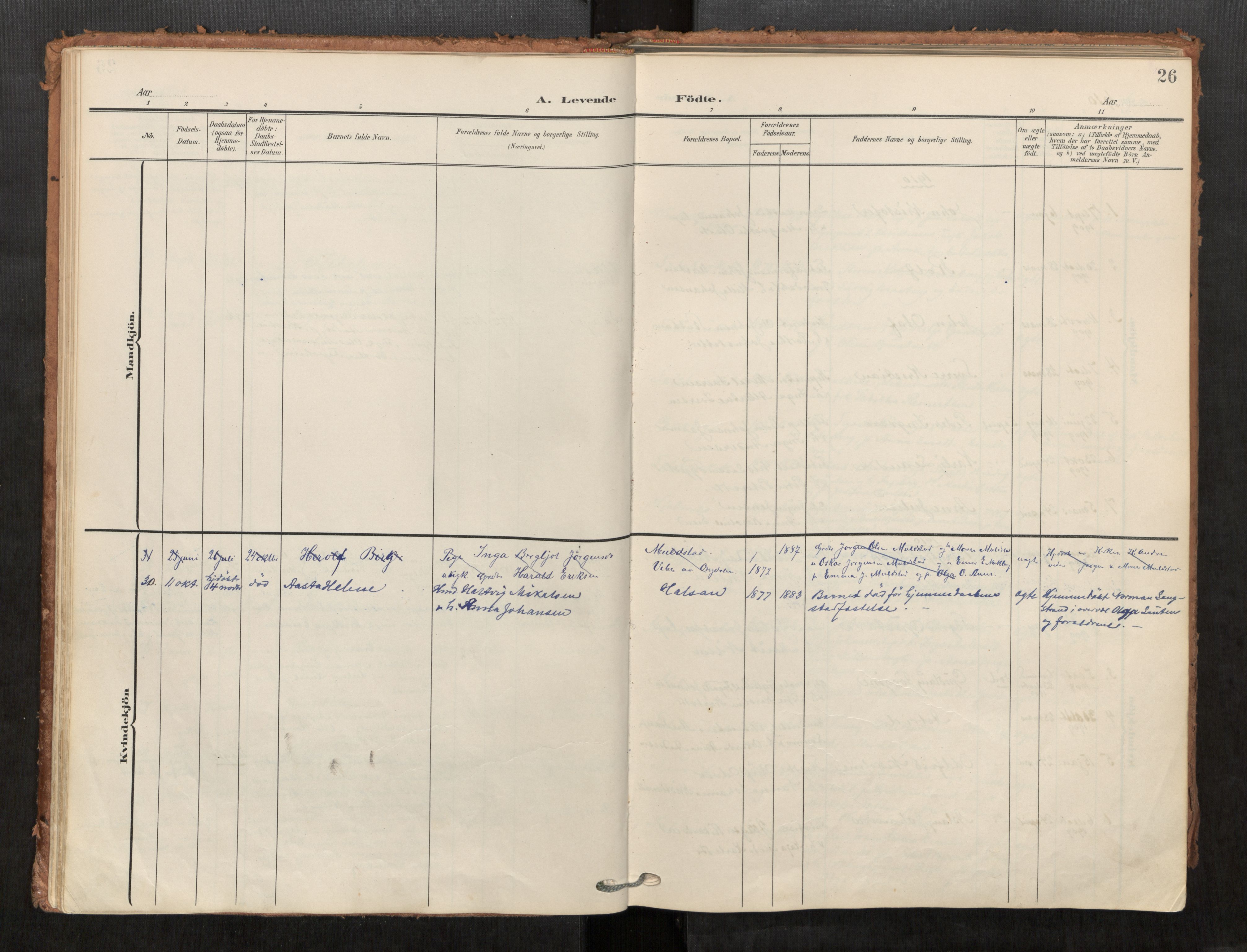 Kolvereid sokneprestkontor, SAT/A-1171/H/Ha/Haa/L0001: Parish register (official) no. 1, 1903-1922, p. 26