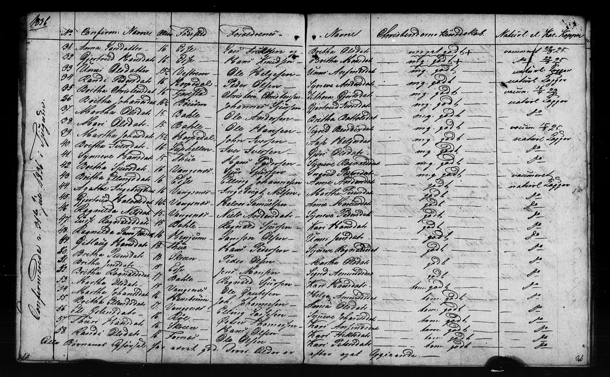 Leikanger sokneprestembete, AV/SAB-A-81001: Curate's parish register no. A 1A, 1833-1838, p. 70-71