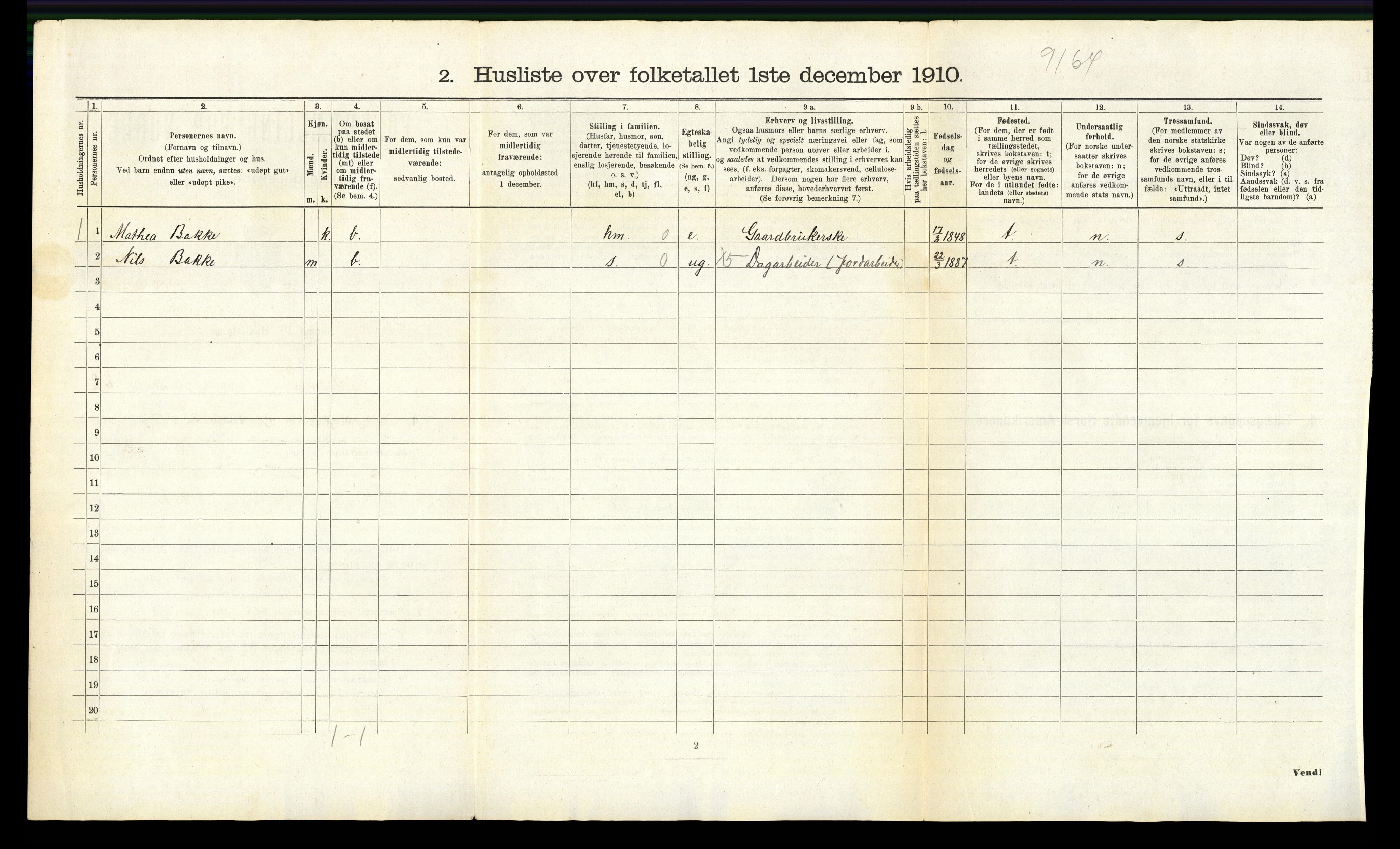 RA, 1910 census for Modum, 1910, p. 3443