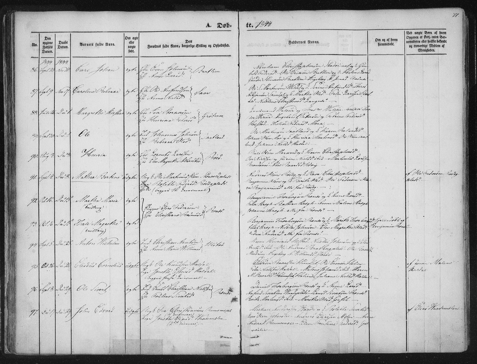 Ministerialprotokoller, klokkerbøker og fødselsregistre - Nord-Trøndelag, SAT/A-1458/741/L0392: Parish register (official) no. 741A06, 1836-1848, p. 71