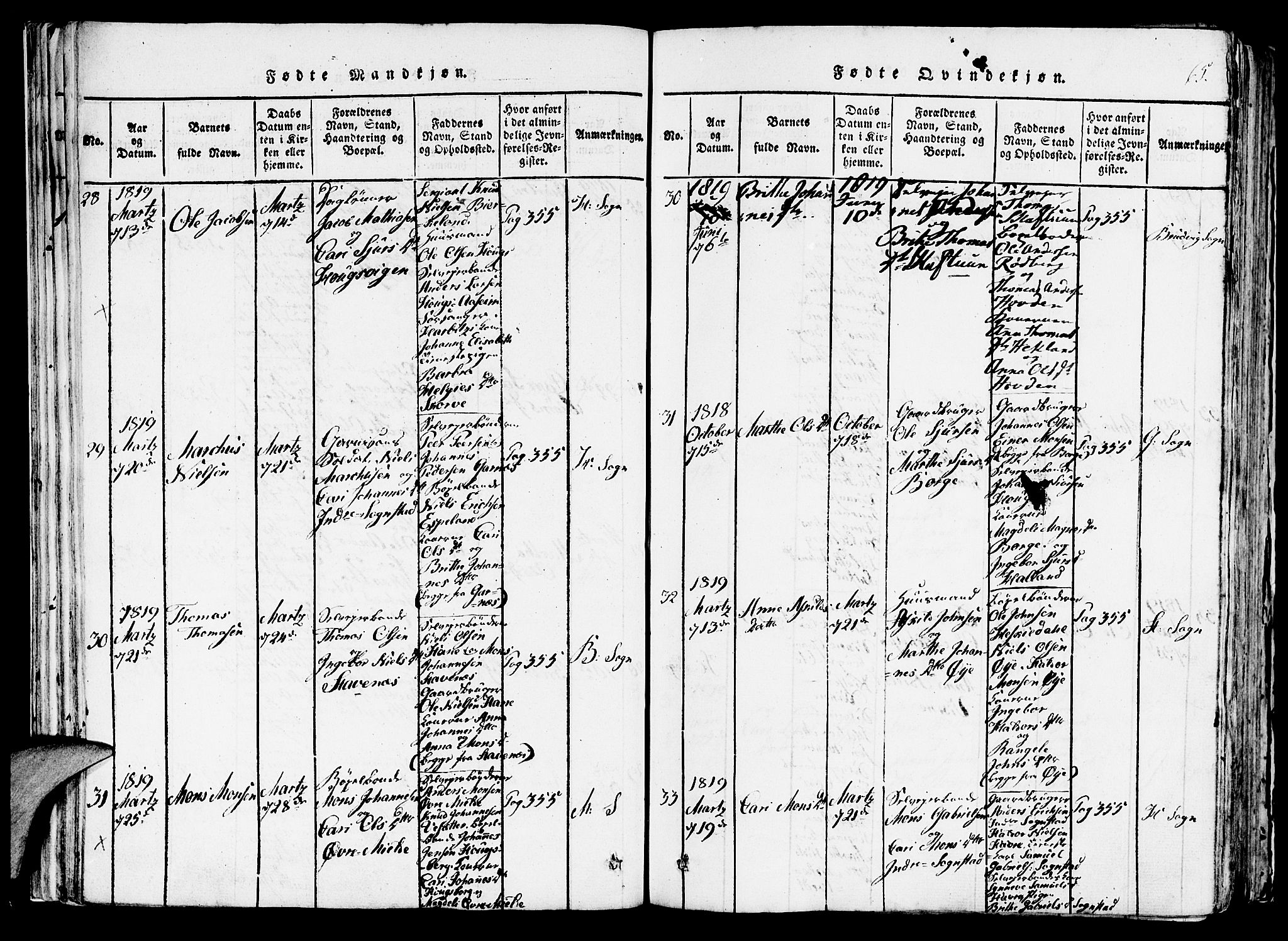 Haus sokneprestembete, SAB/A-75601/H/Haa: Parish register (official) no. A 12, 1816-1821, p. 65