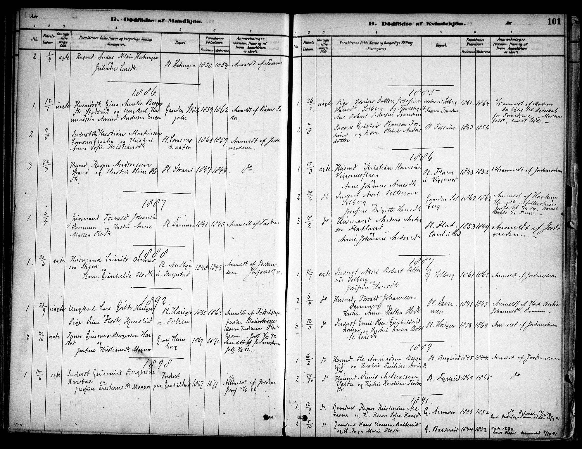 Aurskog prestekontor Kirkebøker, AV/SAO-A-10304a/F/Fa/L0008: Parish register (official) no. I 8, 1878-1937, p. 101