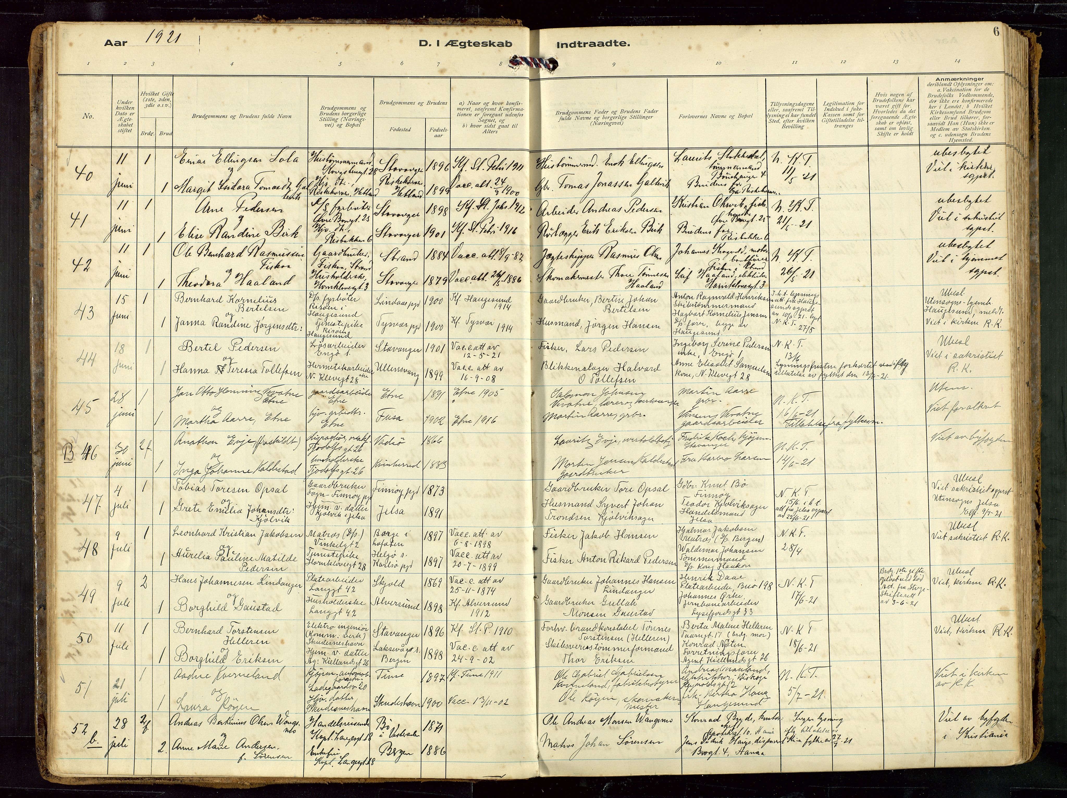 St. Petri sokneprestkontor, AV/SAST-A-101813/002/D/L0002: Parish register (official) no. A 27, 1921-1942, p. 6