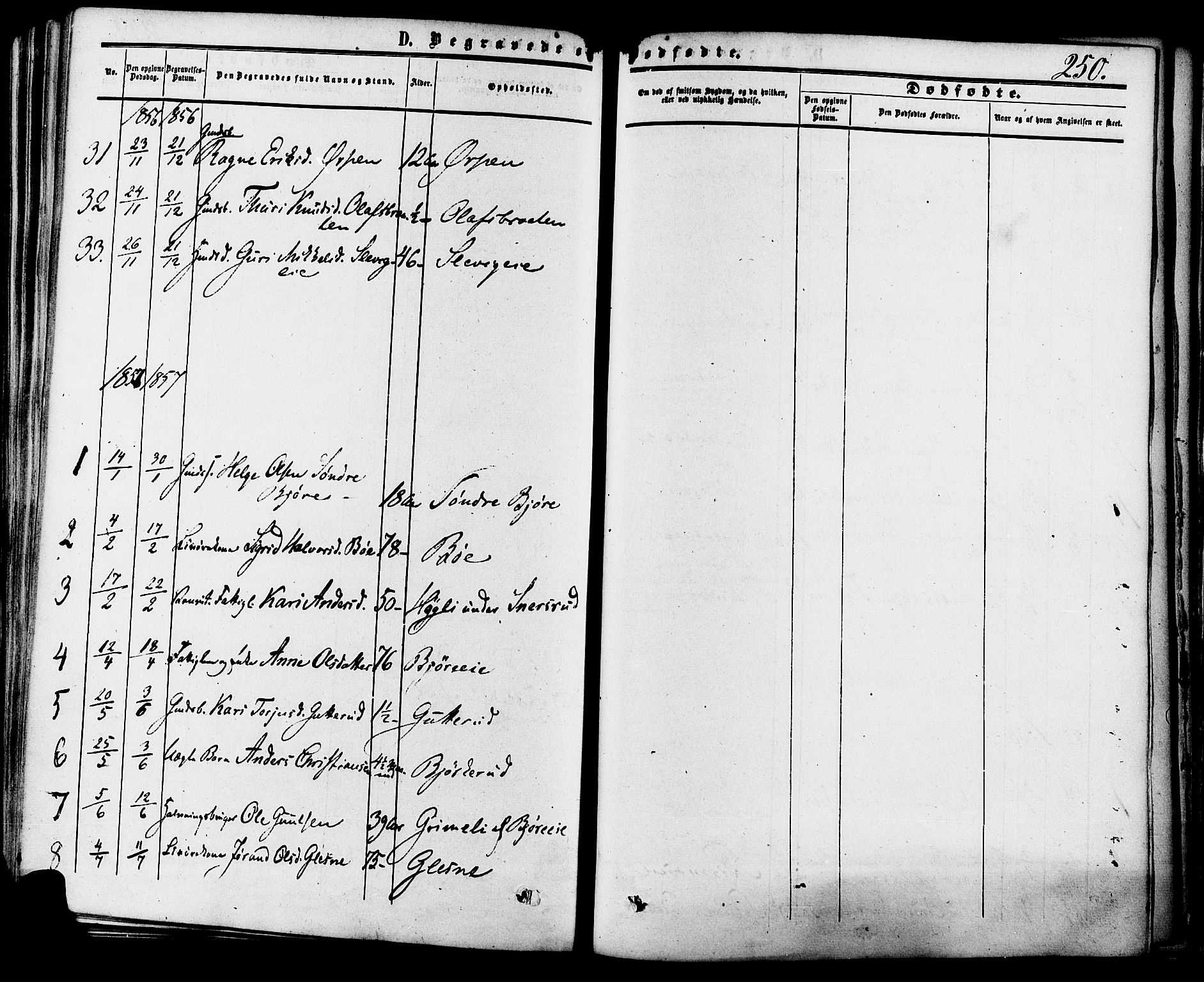 Krødsherad kirkebøker, SAKO/A-19/F/Fa/L0003: Parish register (official) no. 3, 1851-1872, p. 250