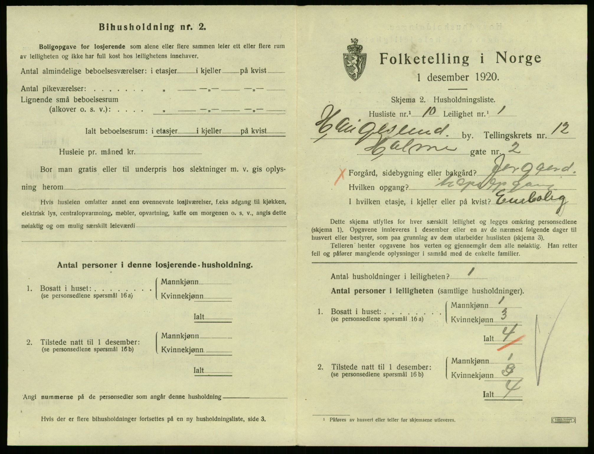 SAST, 1920 census for Haugesund, 1920, p. 45439