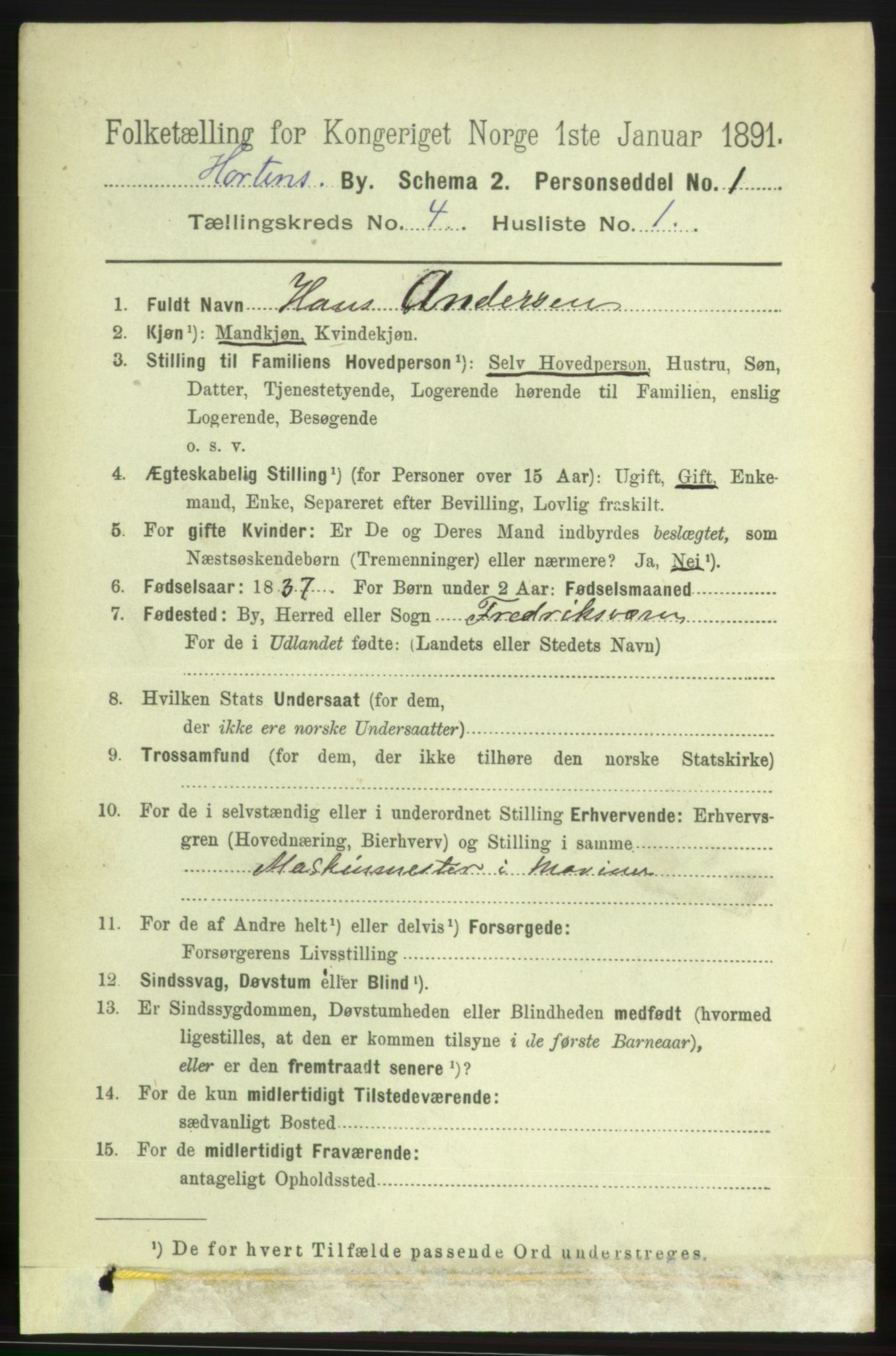 RA, 1891 census for 0703 Horten, 1891, p. 3223