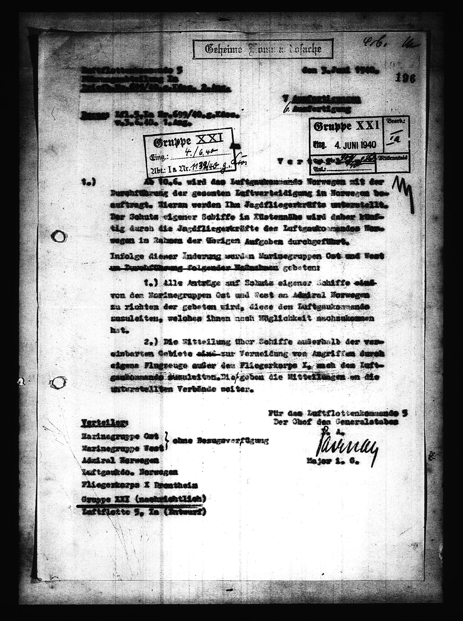 Documents Section, AV/RA-RAFA-2200/V/L0079: Amerikansk mikrofilm "Captured German Documents".
Box No. 718.  FKA jnr. 601/1954., 1940, p. 377