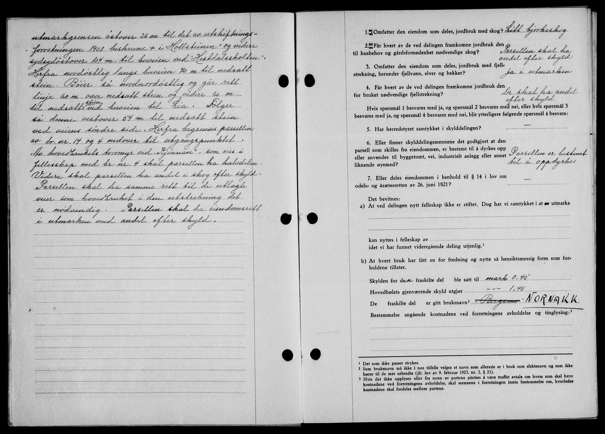 Lofoten sorenskriveri, SAT/A-0017/1/2/2C/L0013a: Mortgage book no. 13a, 1944-1946, Diary no: : 254/1945