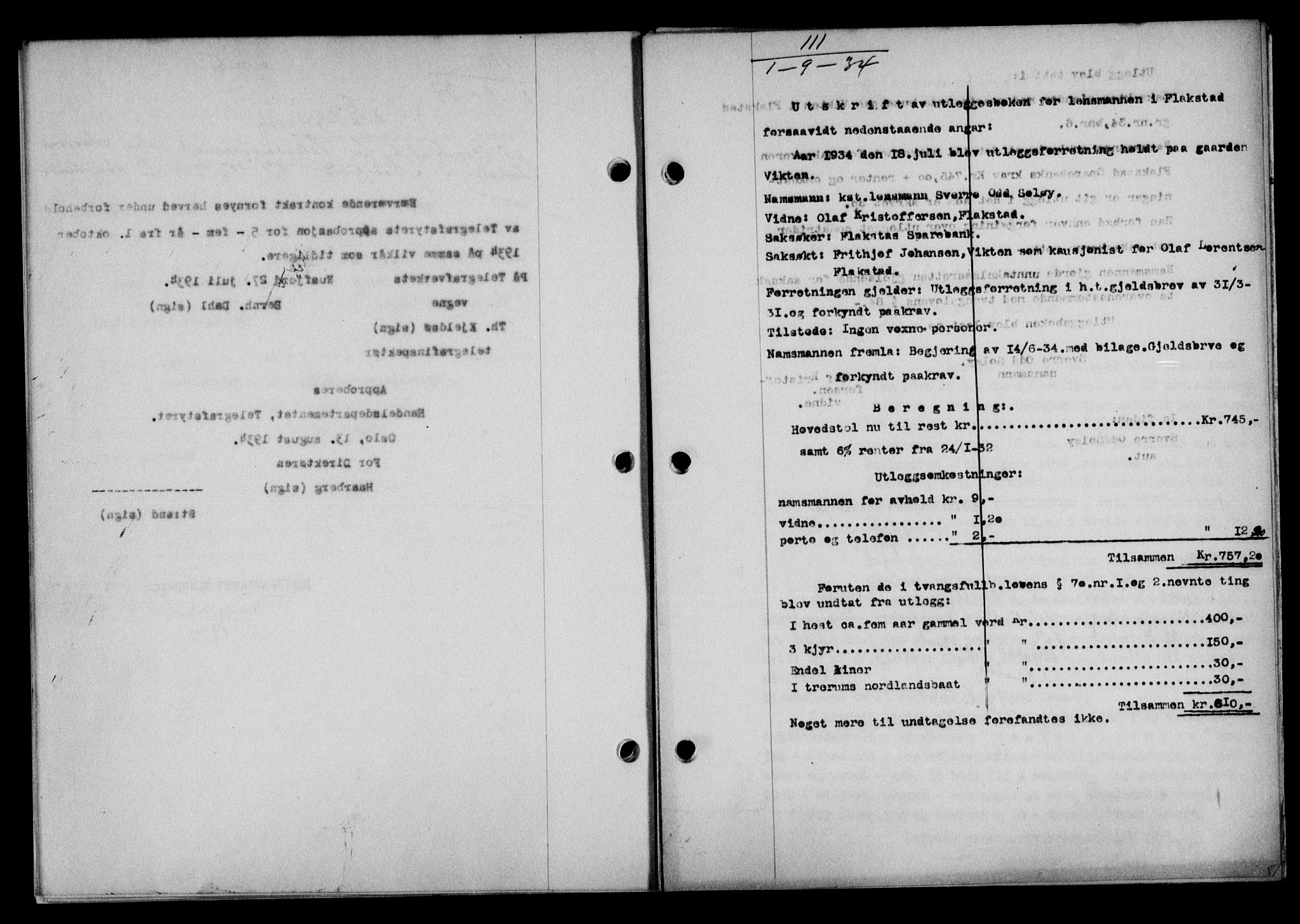 Lofoten sorenskriveri, SAT/A-0017/1/2/2C/L0030b: Mortgage book no. 30b, 1934-1934, Deed date: 01.09.1934