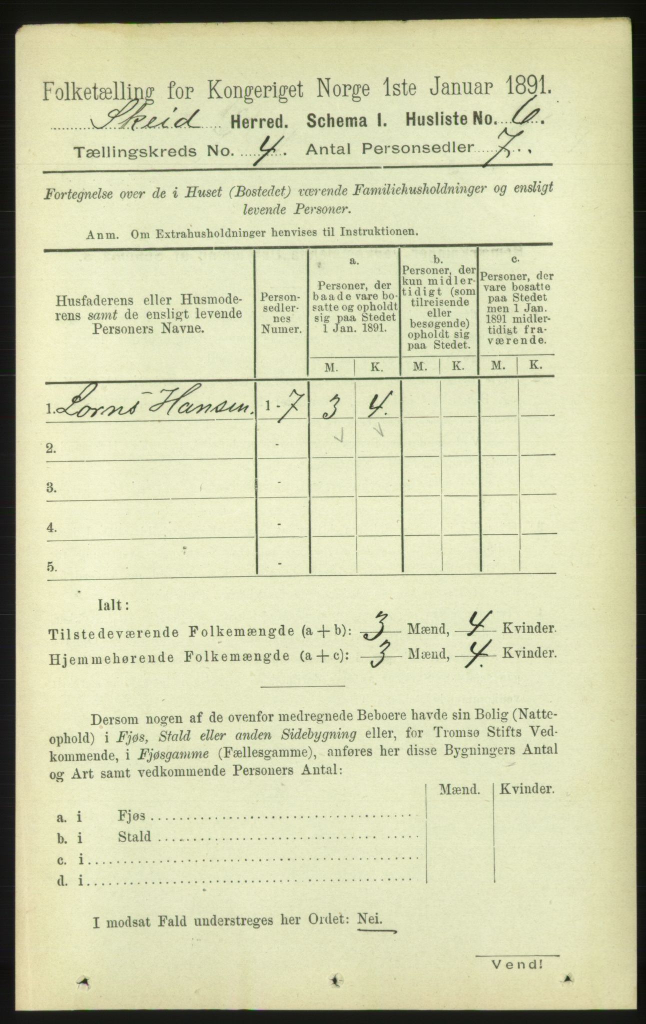 RA, 1891 census for 1732 Skei, 1891, p. 1309