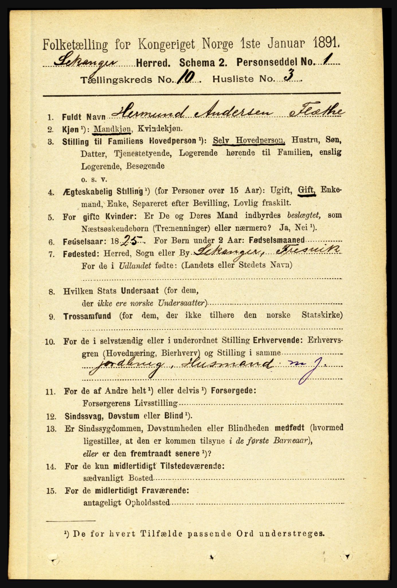 RA, 1891 census for 1419 Leikanger, 1891, p. 1824