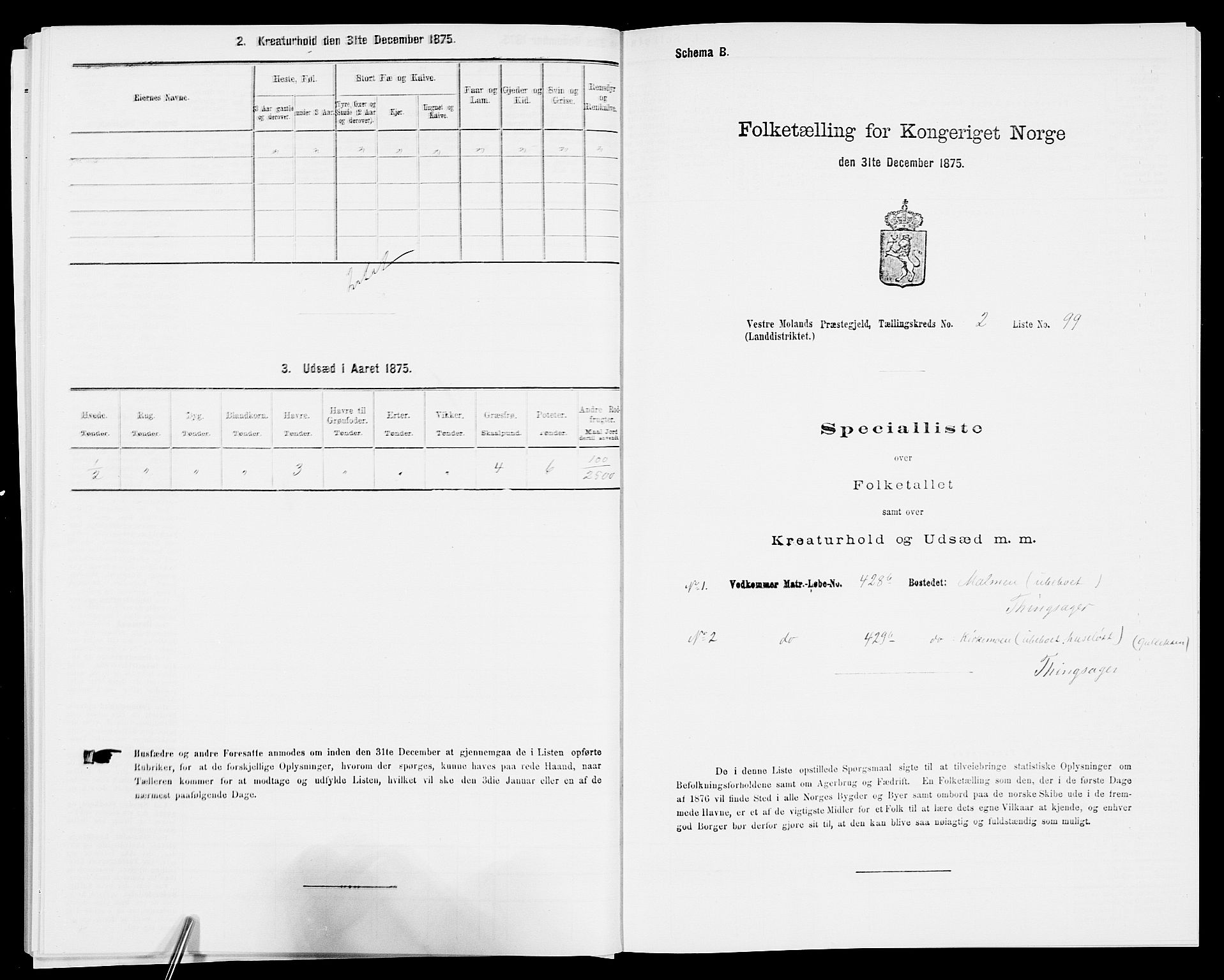 SAK, 1875 census for 0926L Vestre Moland/Vestre Moland, 1875, p. 377