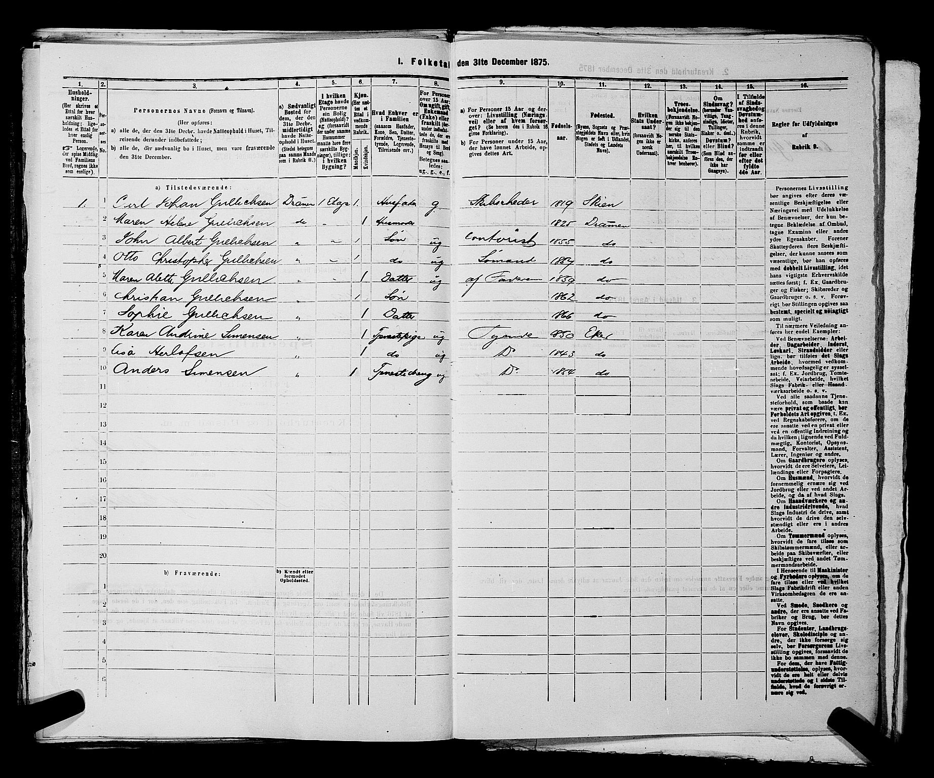 SAKO, 1875 census for 0602 Drammen, 1875, p. 1744