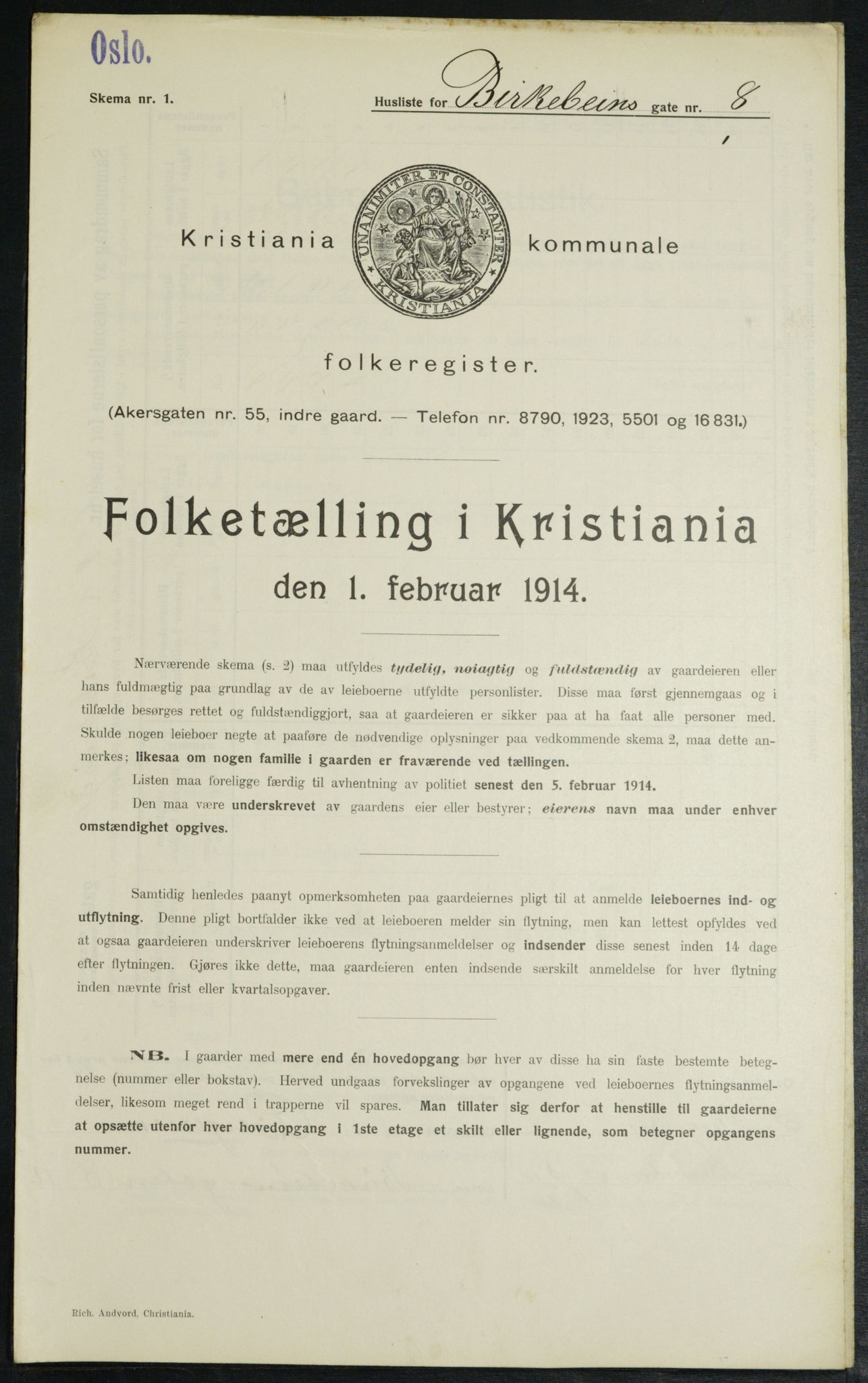 OBA, Municipal Census 1914 for Kristiania, 1914, p. 4955