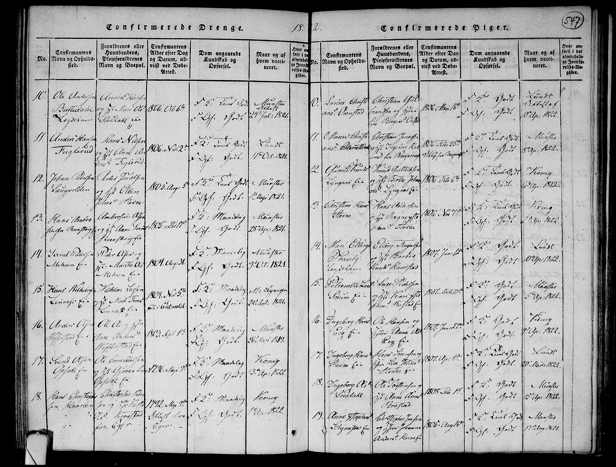 Lier kirkebøker, AV/SAKO-A-230/F/Fa/L0008: Parish register (official) no. I 8, 1813-1825, p. 546-547