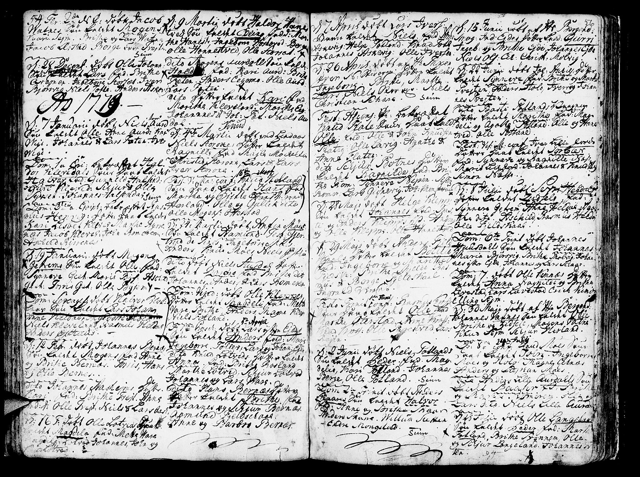 Hosanger sokneprestembete, SAB/A-75801/H/Haa: Parish register (official) no. A 2 /1, 1766-1793, p. 56