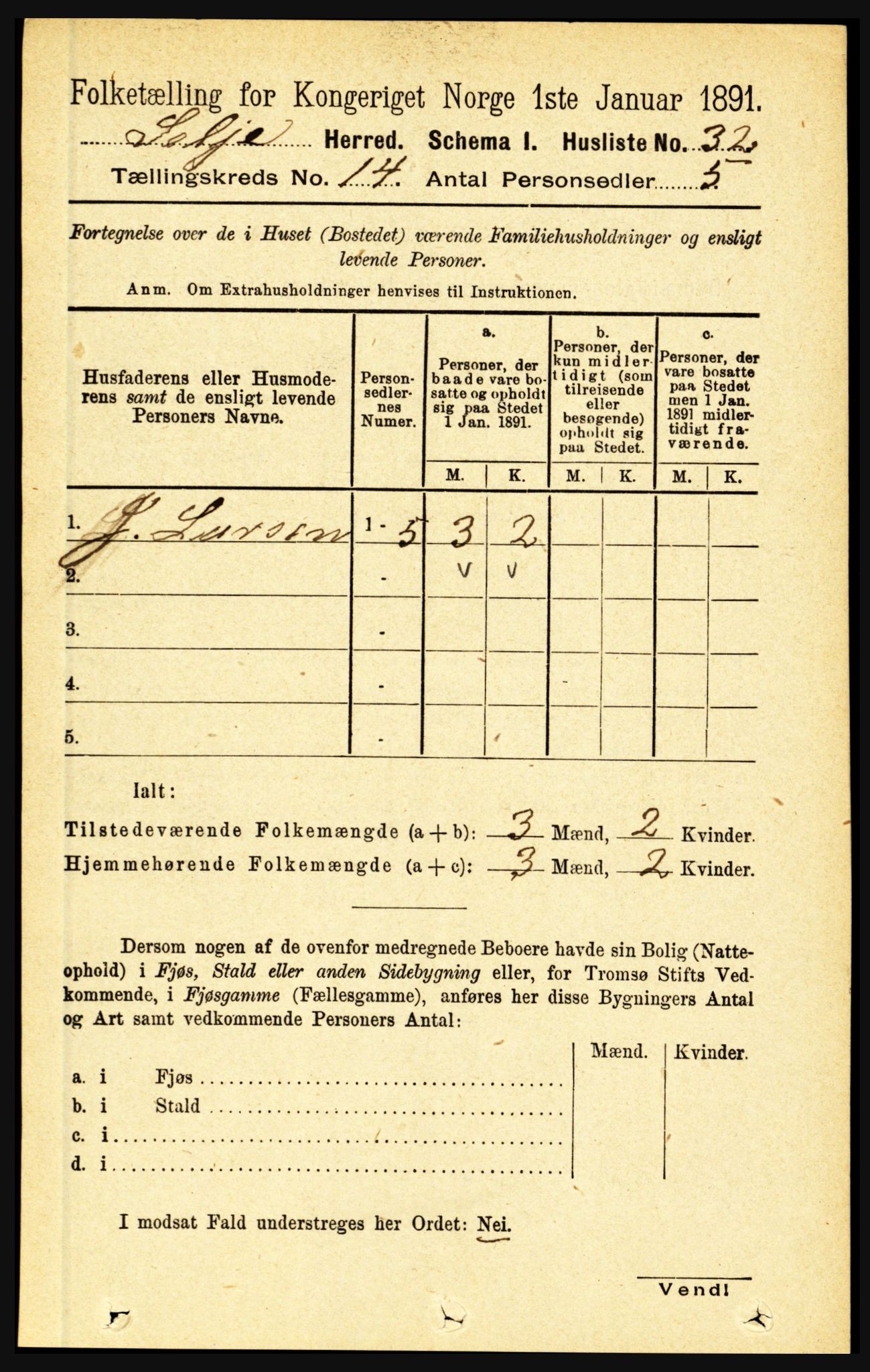 RA, 1891 census for 1441 Selje, 1891, p. 4431