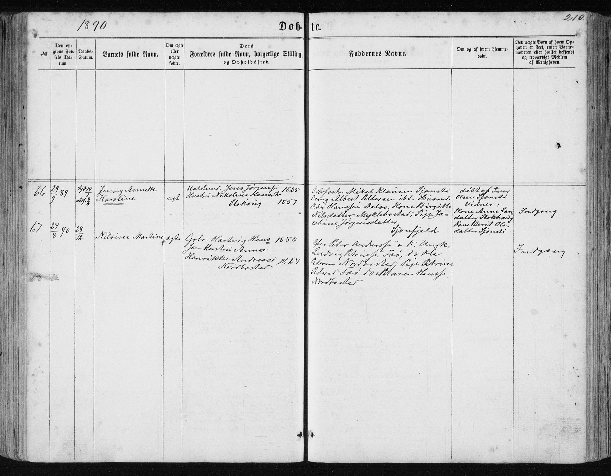 Ministerialprotokoller, klokkerbøker og fødselsregistre - Nordland, SAT/A-1459/838/L0556: Parish register (copy) no. 838C03, 1861-1893, p. 210