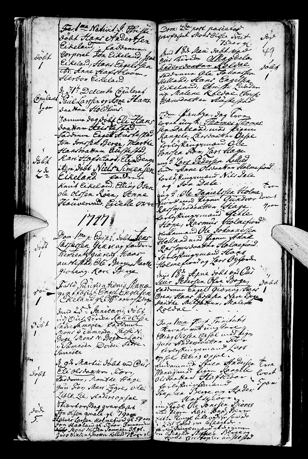 Os sokneprestembete, SAB/A-99929: Parish register (official) no. A 7, 1723-1760, p. 49