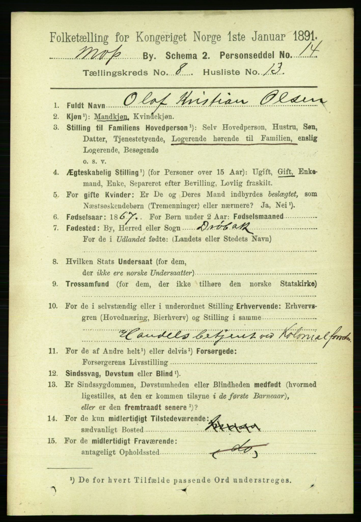 RA, 1891 census for 0104 Moss, 1891, p. 4969