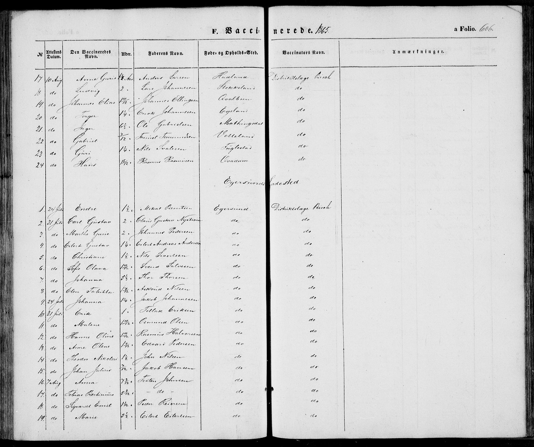 Eigersund sokneprestkontor, AV/SAST-A-101807/S08/L0013: Parish register (official) no. A 12.2, 1850-1865, p. 606