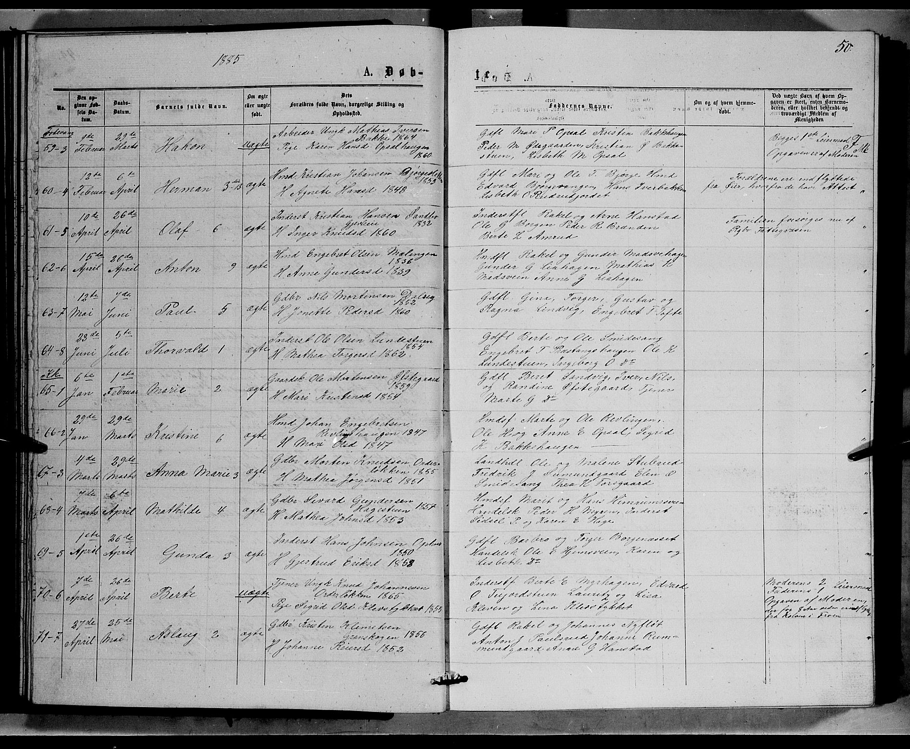 Ringebu prestekontor, AV/SAH-PREST-082/H/Ha/Hab/L0006: Parish register (copy) no. 6, 1880-1898, p. 50